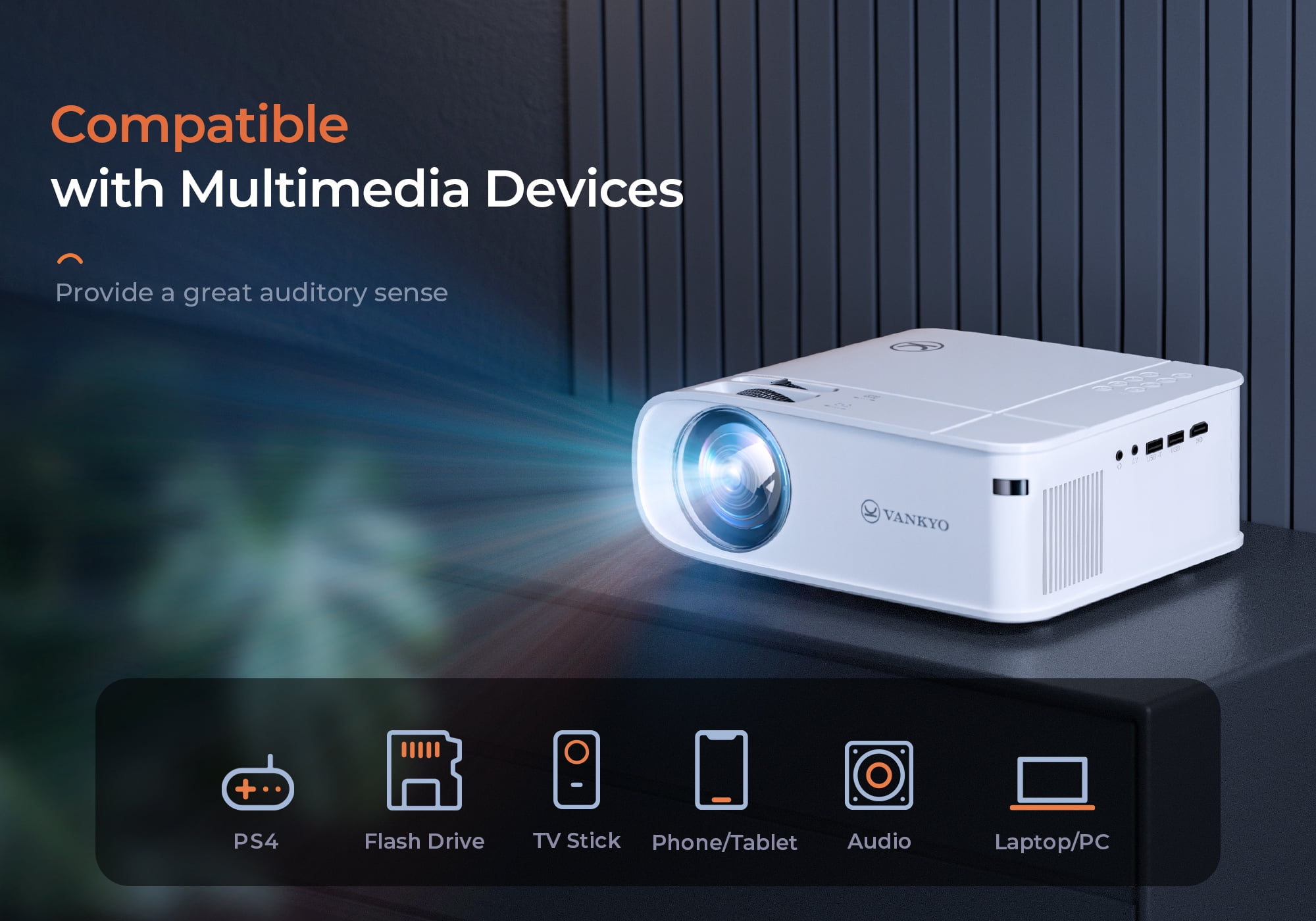 VANKYO Native 1080P WiFi Projector, Dolby_Audio Sound Support, Home Theater Projector Compatible w/TV Stick, iOS, Android, Laptop, Console - Image 7