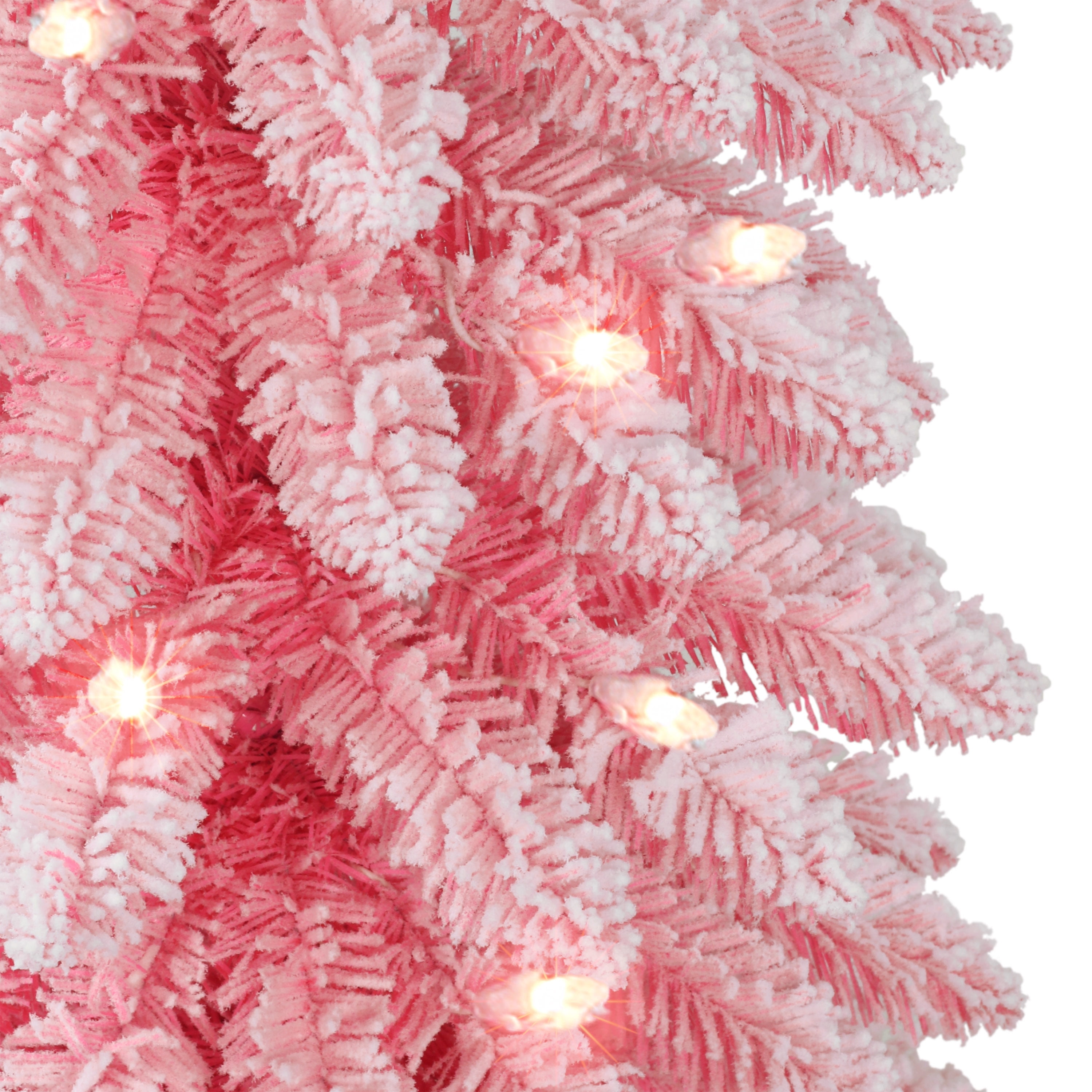 6 ft Pre-Lit Flocked Pink Artificial Alpine Pencil Tree - Image 7