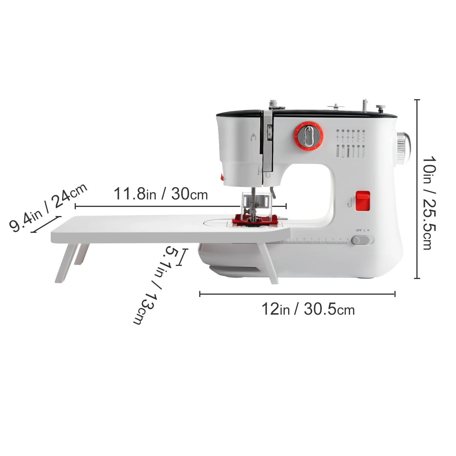 BENTISM Sewing Machine for Beginners, Portable Household Sewing Machine 12 Built-in Stitches and Reverse Sewing, Dual Speed Kids Sewing Machine Extension Table Foot Pedal with Foot Pedal & Sewing Kit - Image 8