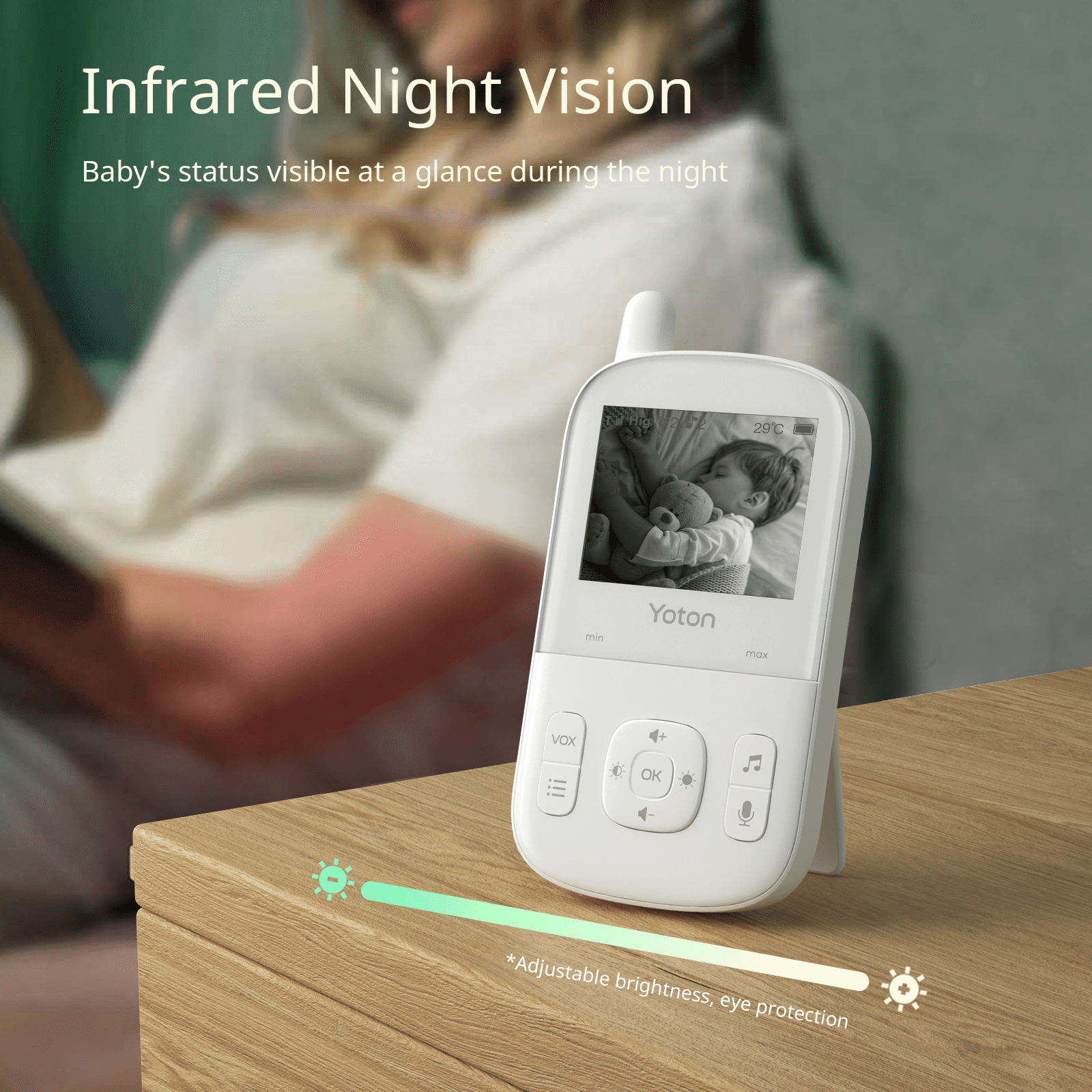 Yoton Video Baby Monitor with Camera 2.7" LCD, Temperature, Two-Way, 8 Lullabies, Night Vision - Image 8