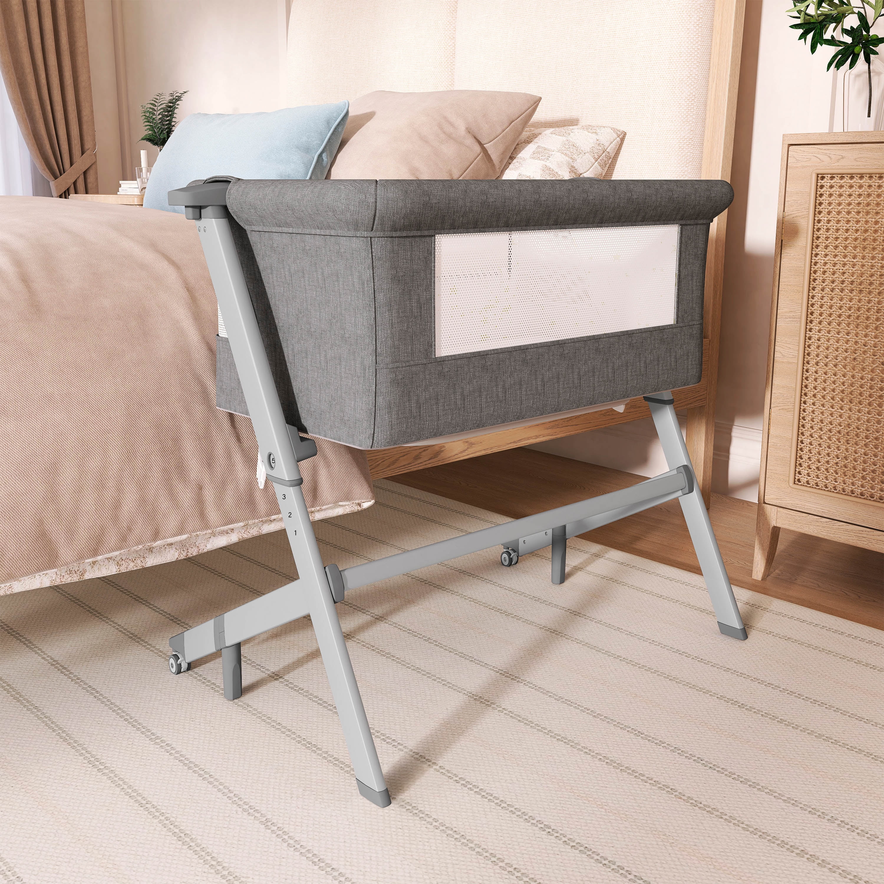 Dream On Me Skylar Bassinet and Bedside Sleeper, JPMA Certified, Easy to Fold & Carry, Grey - Image 5
