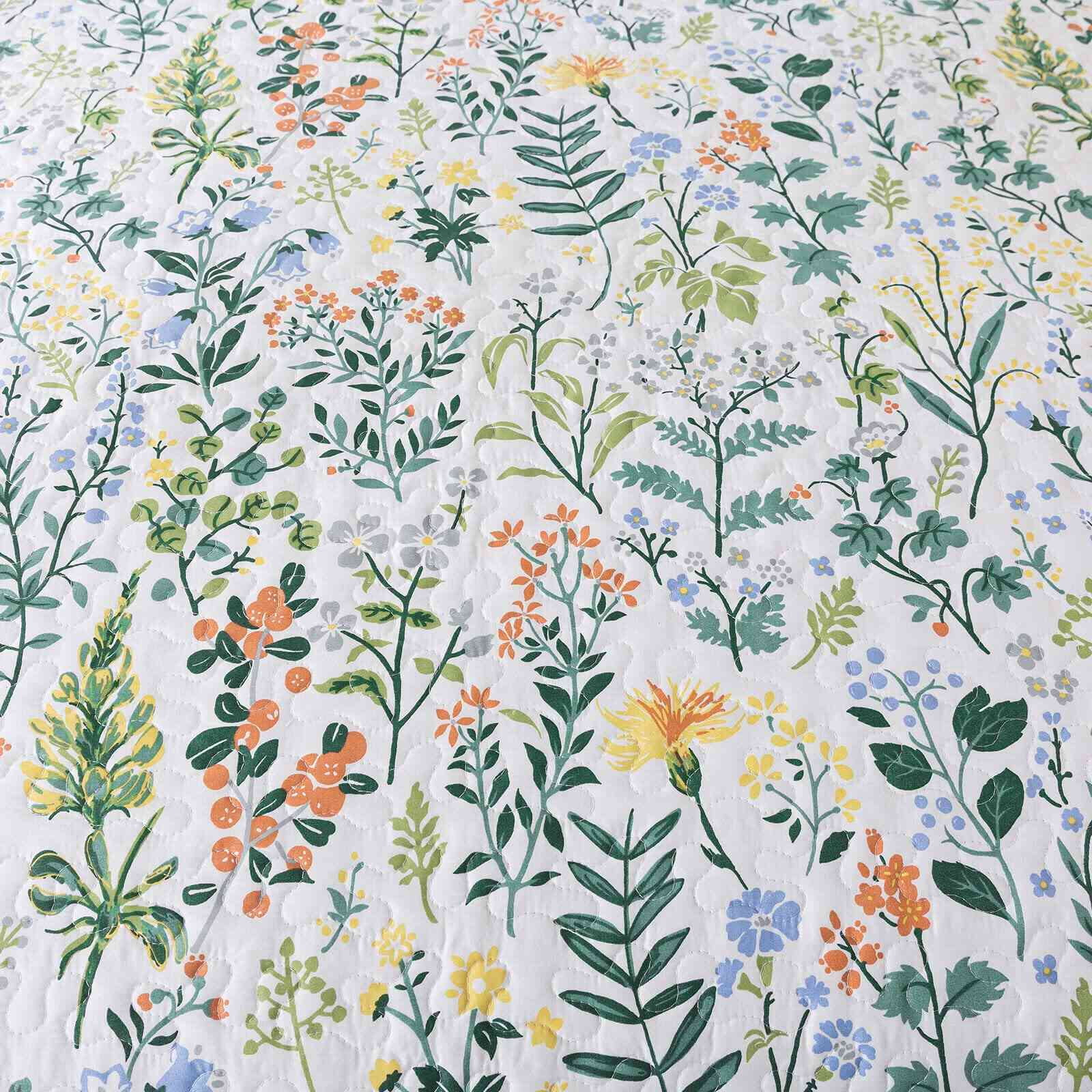 WannaToo Quilt Collection Microfiber Floral Bedding Set Green and White Quilt, King Size (3 Count) - Image 6