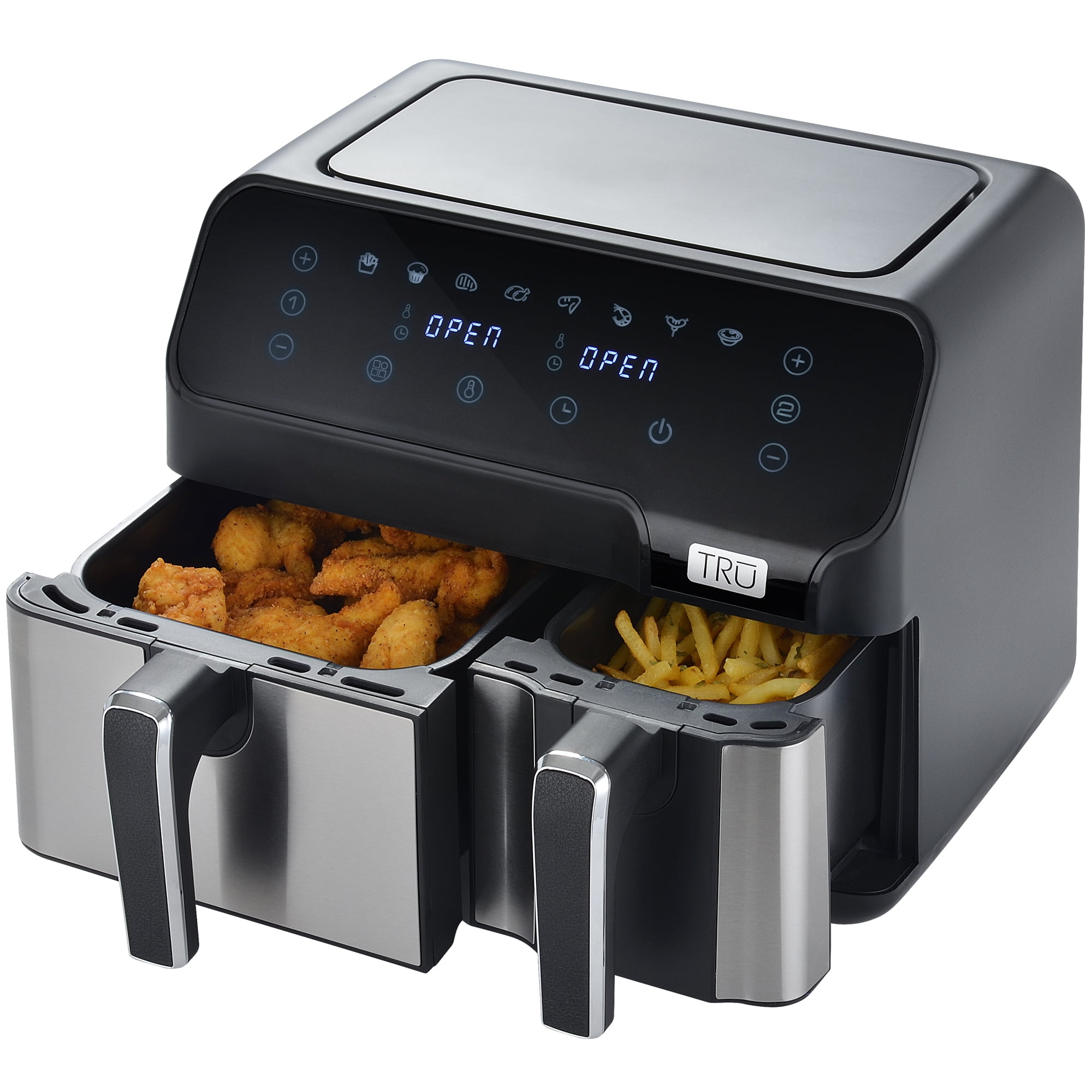 TRU 9 Quart Dual Basket Digital Air Fryer Black and Stainless - Image 4