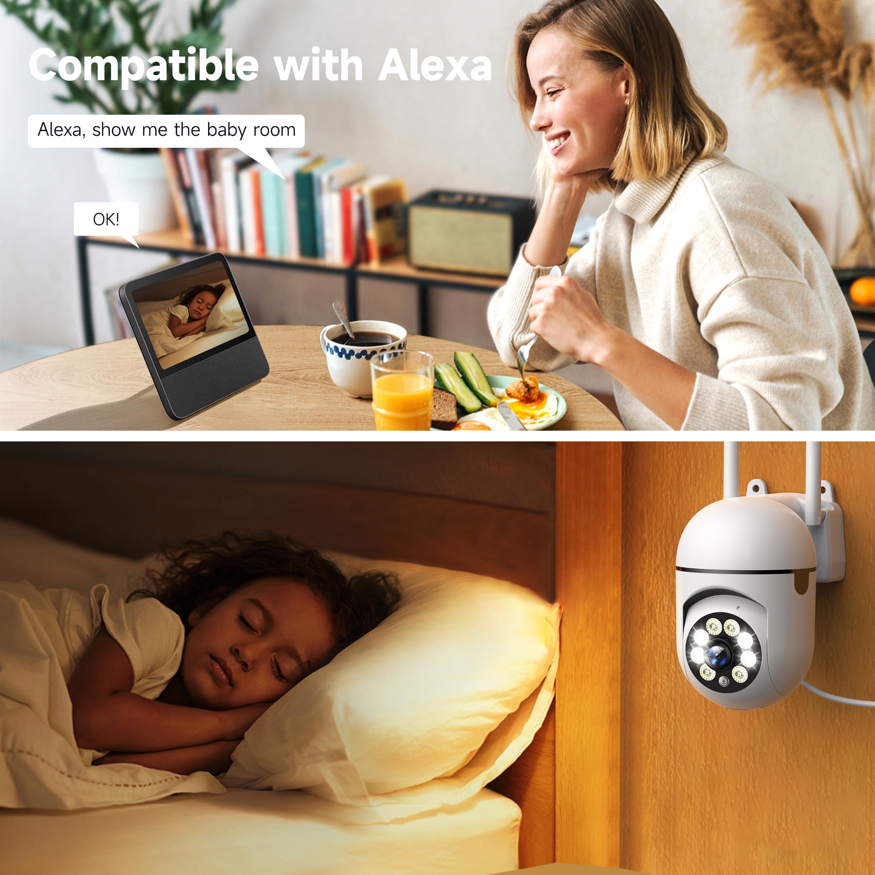 Losei 1080P Indoor WiFi PTZ Security Camera, Detection for Baby and Pet Monitor, 360-Degree for Home Security,Smart Motion Tracking,2 Way Audio, Night Vision, Compatible with Alexa - Image 5