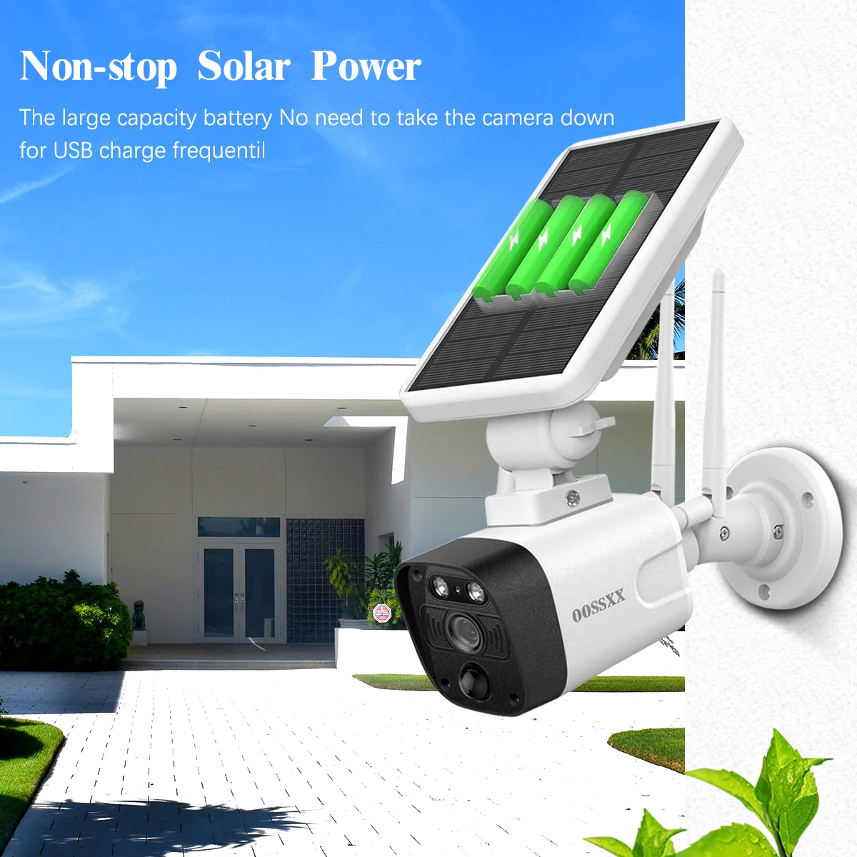 {4.0Megapixel & 100% Wire Free} 2-Way Audio Solar Security Camera Outdoor Wireless Solar Powered Wireless Camera with Rechargeable Battery, WiFi Home Surveillance Camera - Image 7