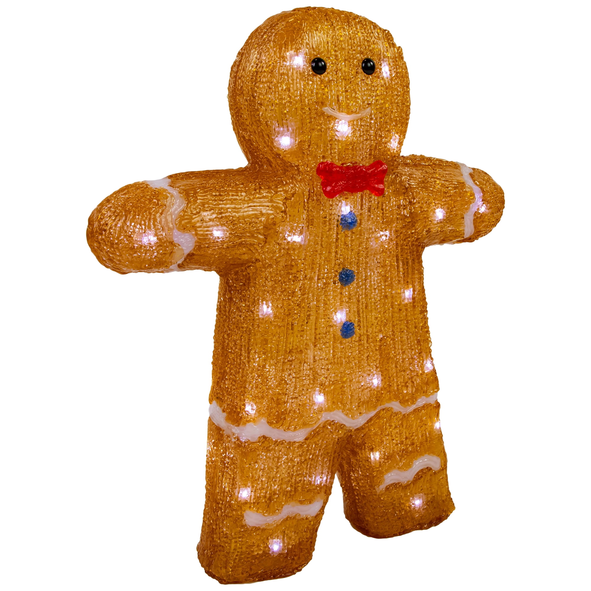 Northlight 16" LED Lighted Acrylic Gingerbread Man with Bow Tie Christmas Decoration - Image 3