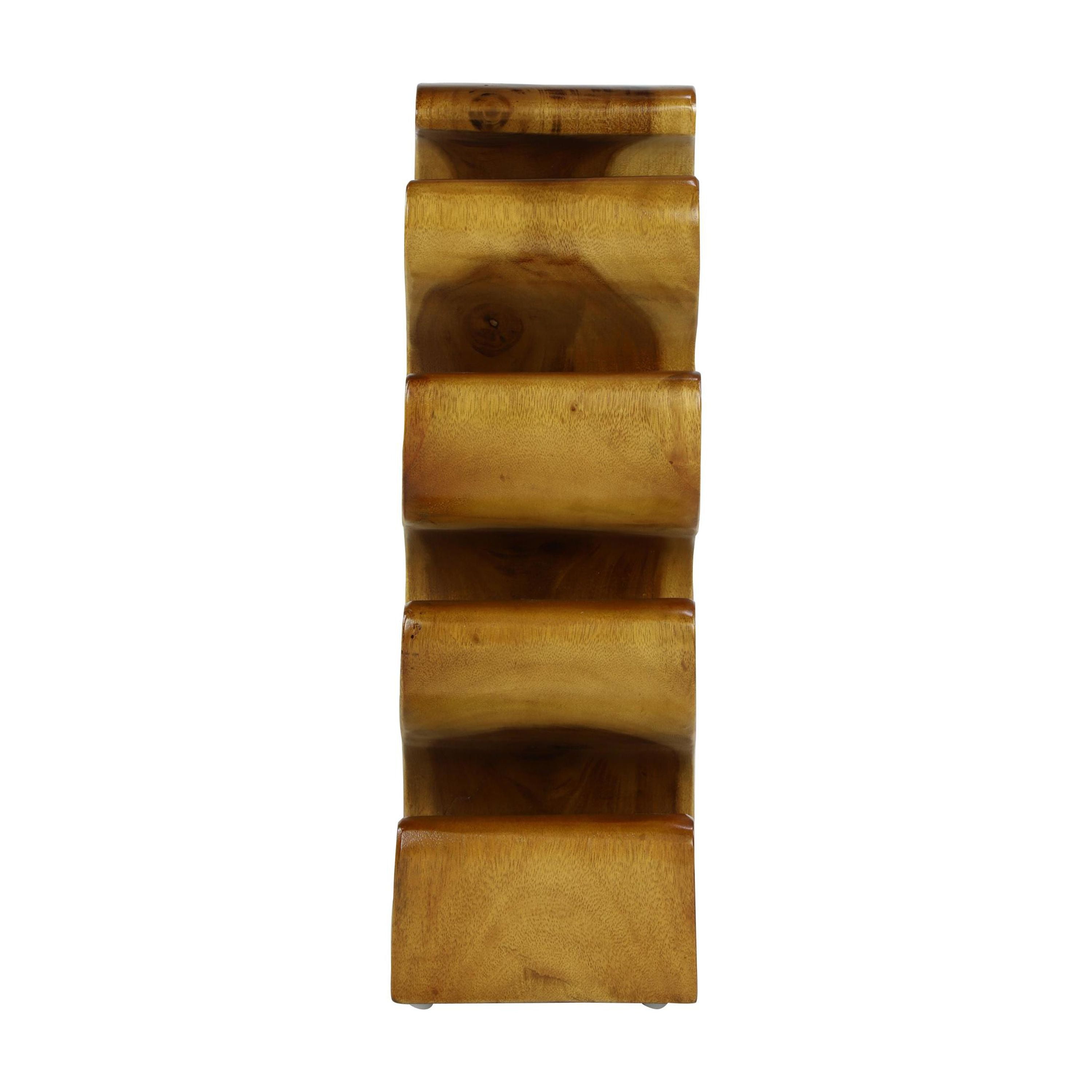 6- Bottle Brown Curved Tree Shaped Wine RackDecMode 10" x 20" Brown Teak Wood Curved Tree Shaped 6 Bottle Wine Rack, 1-Piece - Image 8
