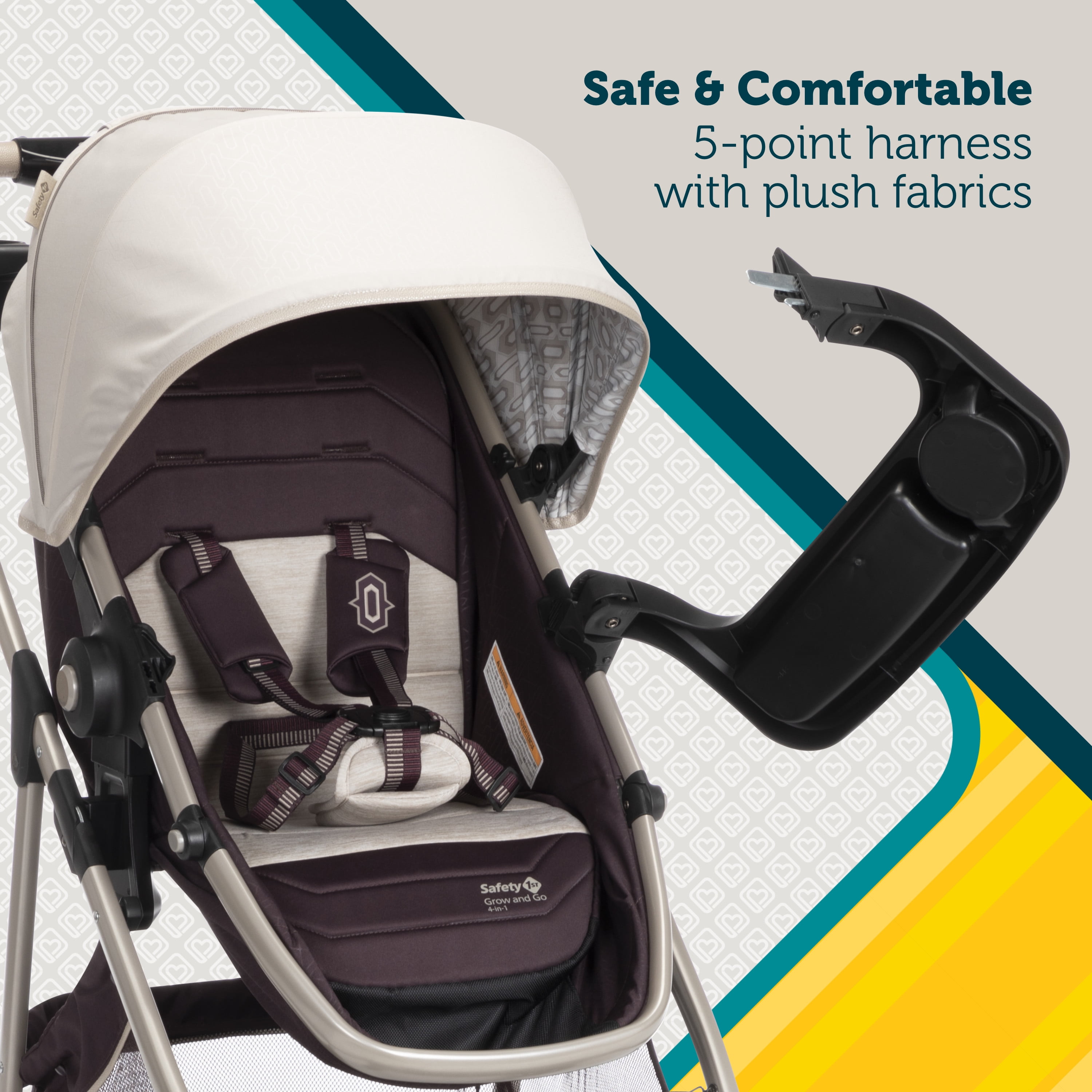 Safety 1st Deluxe Grow and Go Flex 8-in-1 Travel System, High Street, Infant - Image 23
