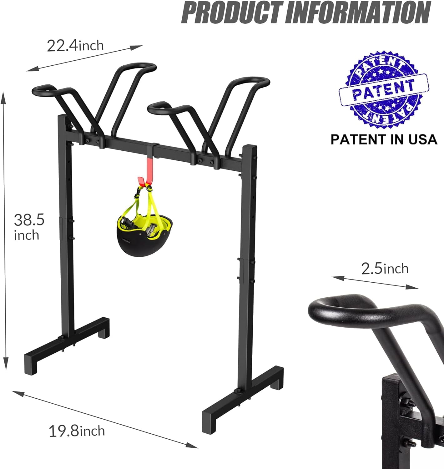 Sttoraboks Adjustable Bicycle Parking Rack with Hook, Metal Cycle Storage Rack, Black(2 Bicycle) - Image 5