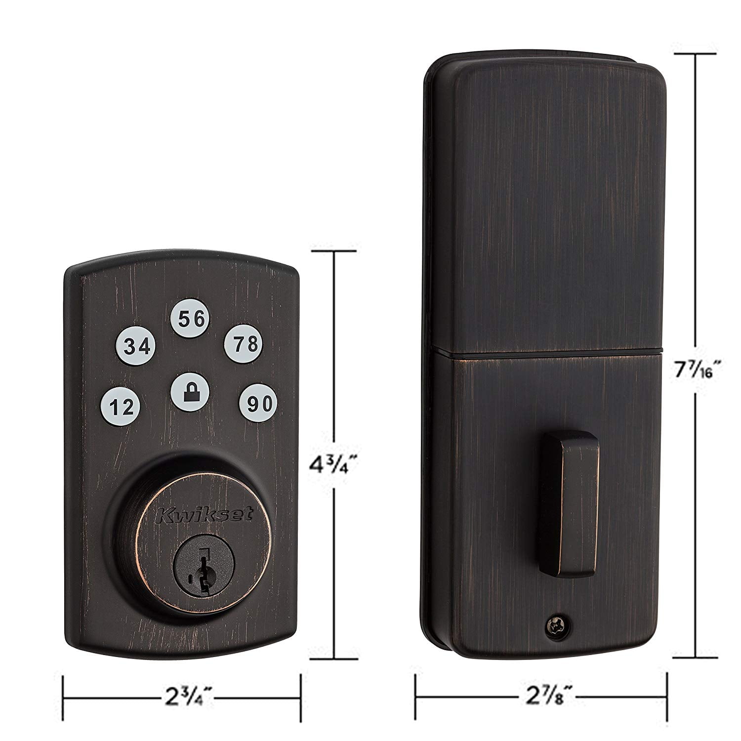 Kwikset 907 Powerbolt2® Electronic Deadbolt featuring SmartKey Security™ in Venetian Bronze - Image 3