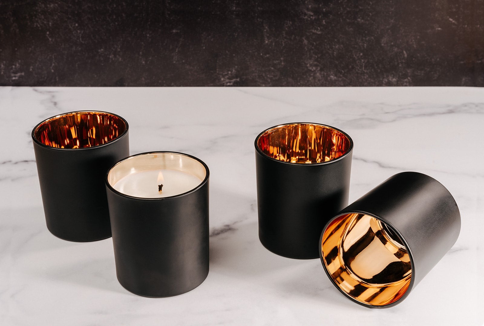 EOTW Candle Supply 10 oz. 12 Pack Empty Luxury Matte Black Copper Gold Reflective Jars for Candle Making. - Image 5