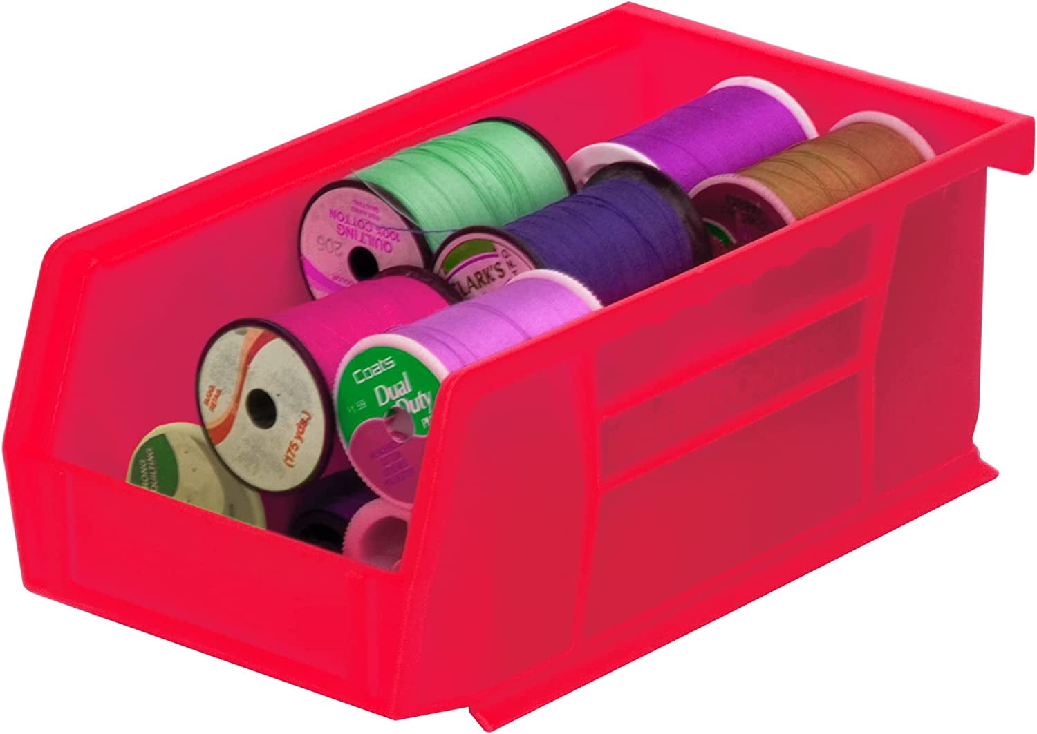 Akro-Mils Stackable Storage Bins, AkroBins Stacking Organizer, 7"x4"x3", Red, 24-Pack - Image 9