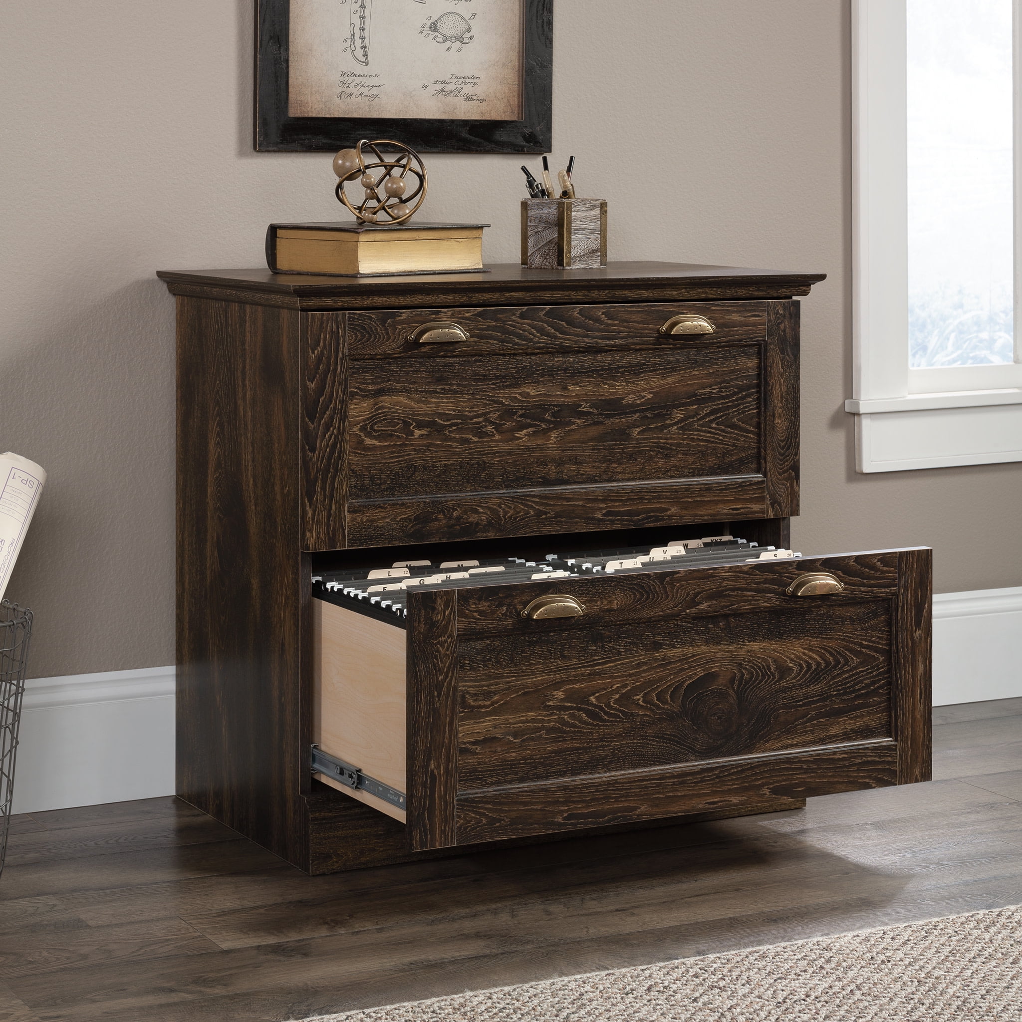 Sauder Barrister Lane Lateral File Cabinet, Iron Oak Finish - Image 7