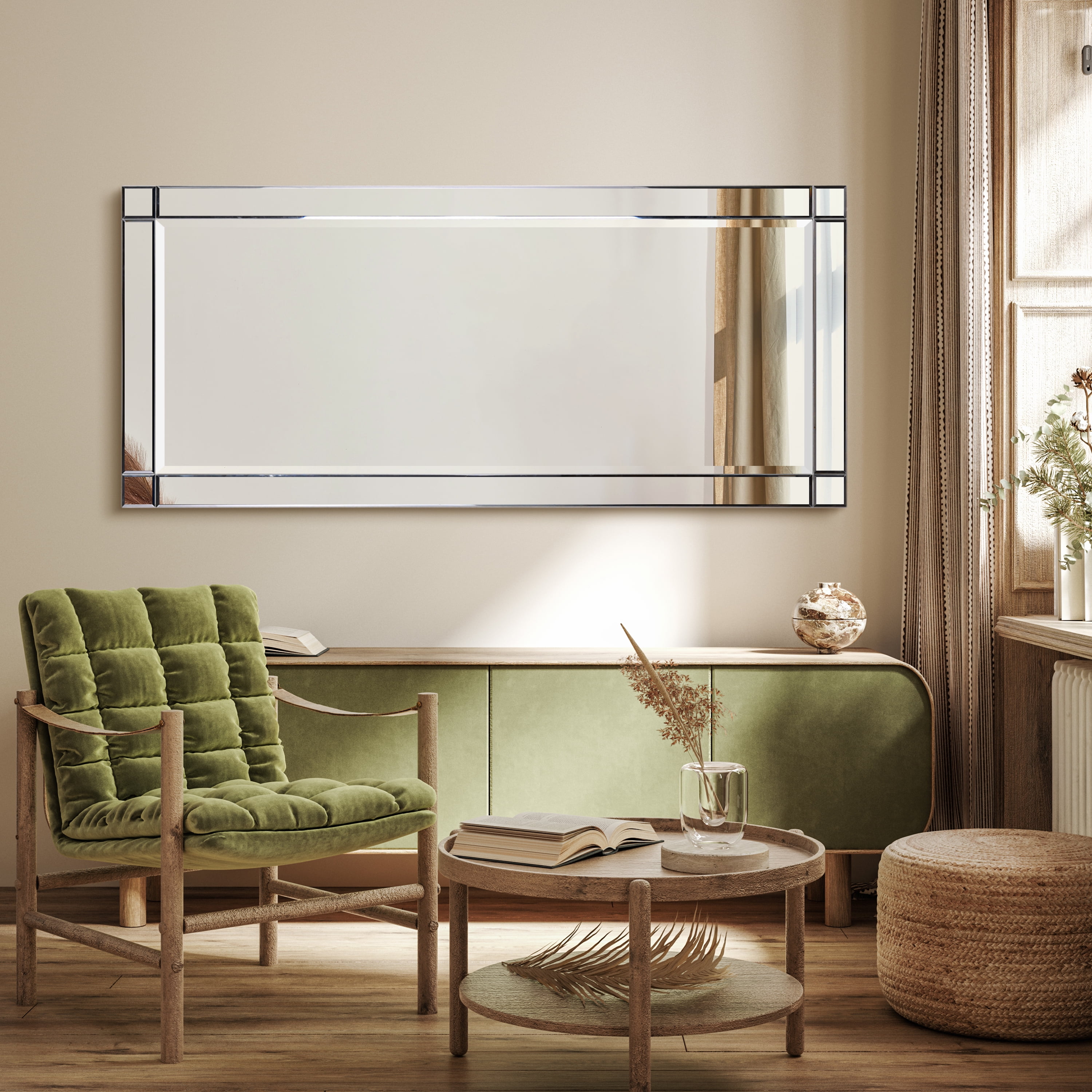 Empire Art Direct Moderno Squared Corner Beveled Rectangle Wall Mirror, 24" x 54", Ready to Hang - Image 4