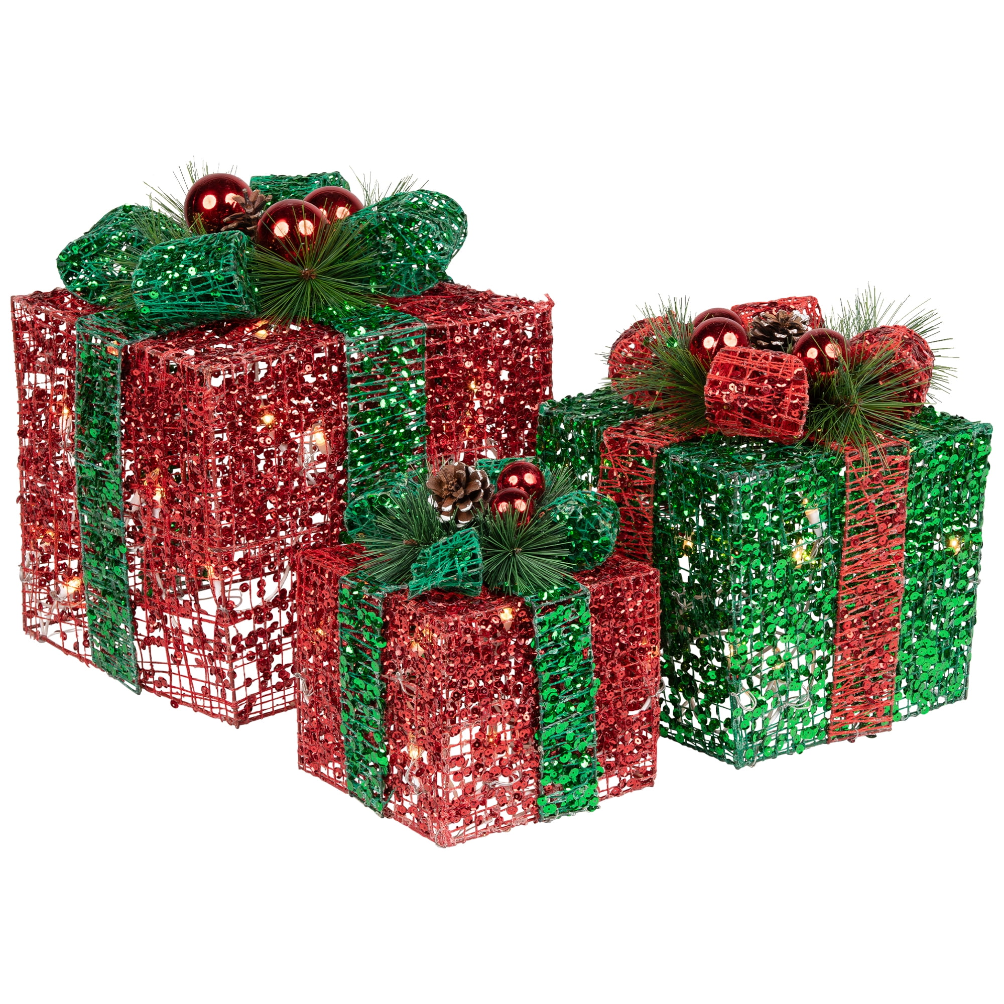 Northlight LED Lighted Glitter Threaded Gift Boxes Outdoor Christmas Decoration - Set of 3 - Image 6