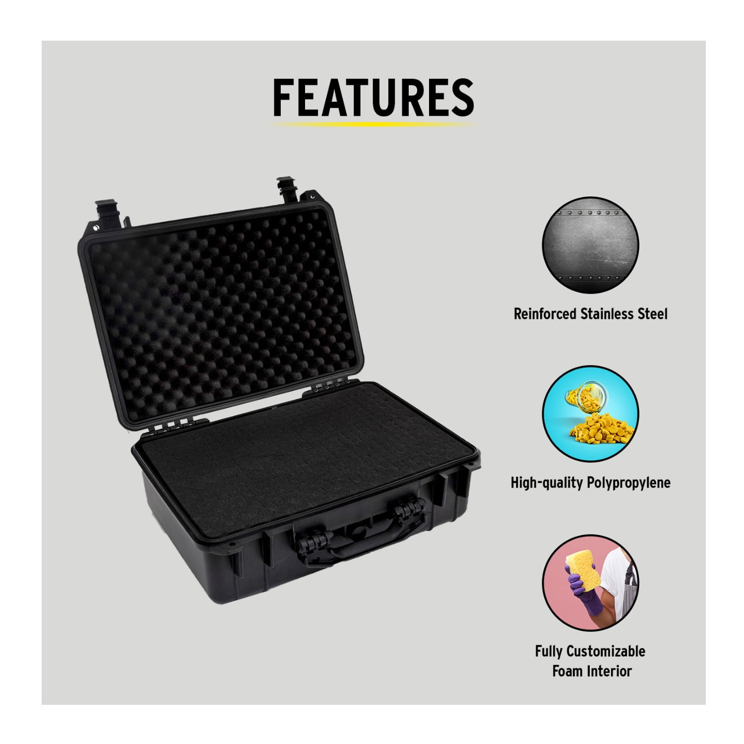 Koah Weatherproof Hard Case with Customizable Foam (18 x 14 x 7 Inch, 2-Pack) - Image 4