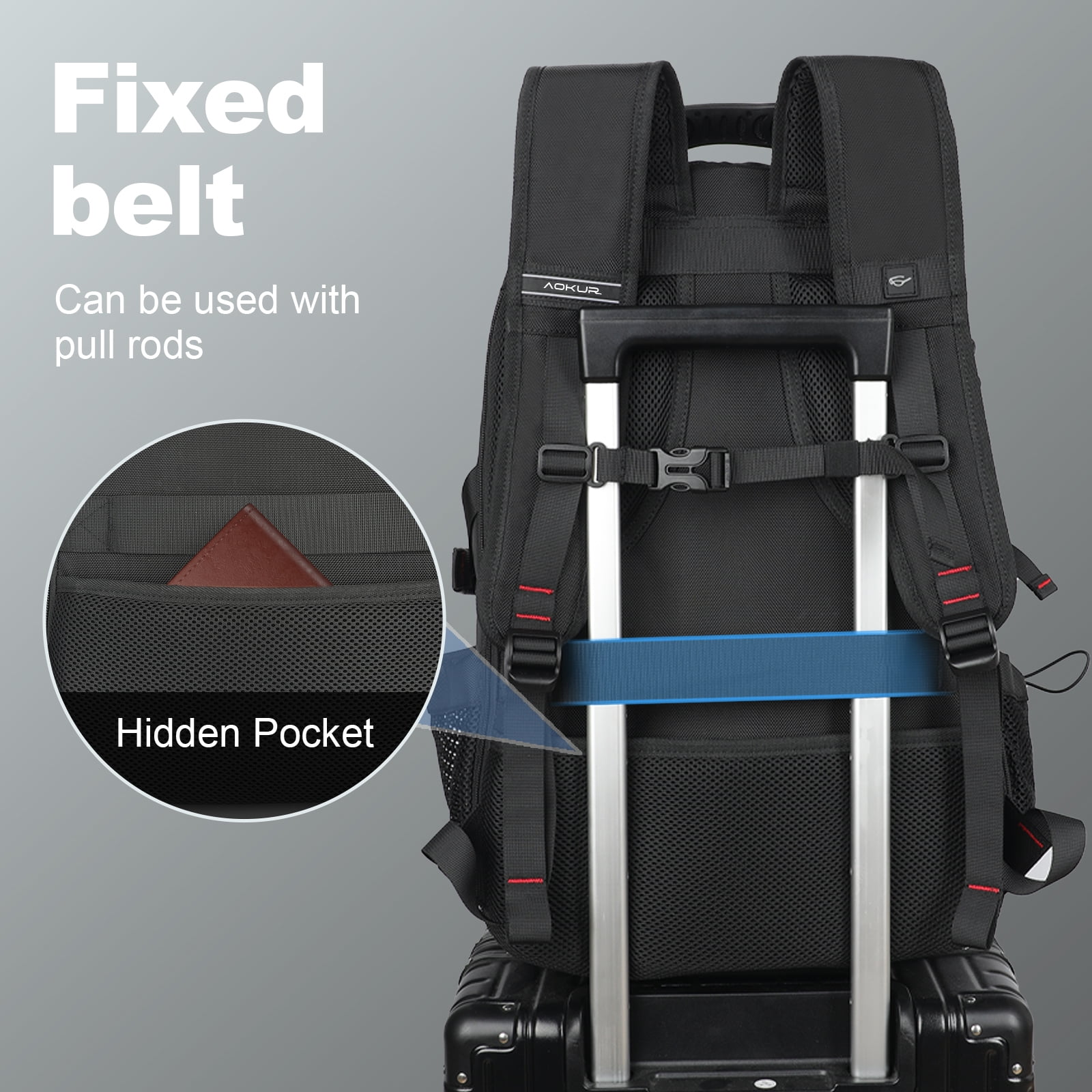 Travel Backpack for Men Women Fits 18.4 inch Laptop with USB Charging Port, Extra Large 55L Expandable Hiking Backpack with Shoes Compartment & Wet Bag, Waterproof, Black - Image 7