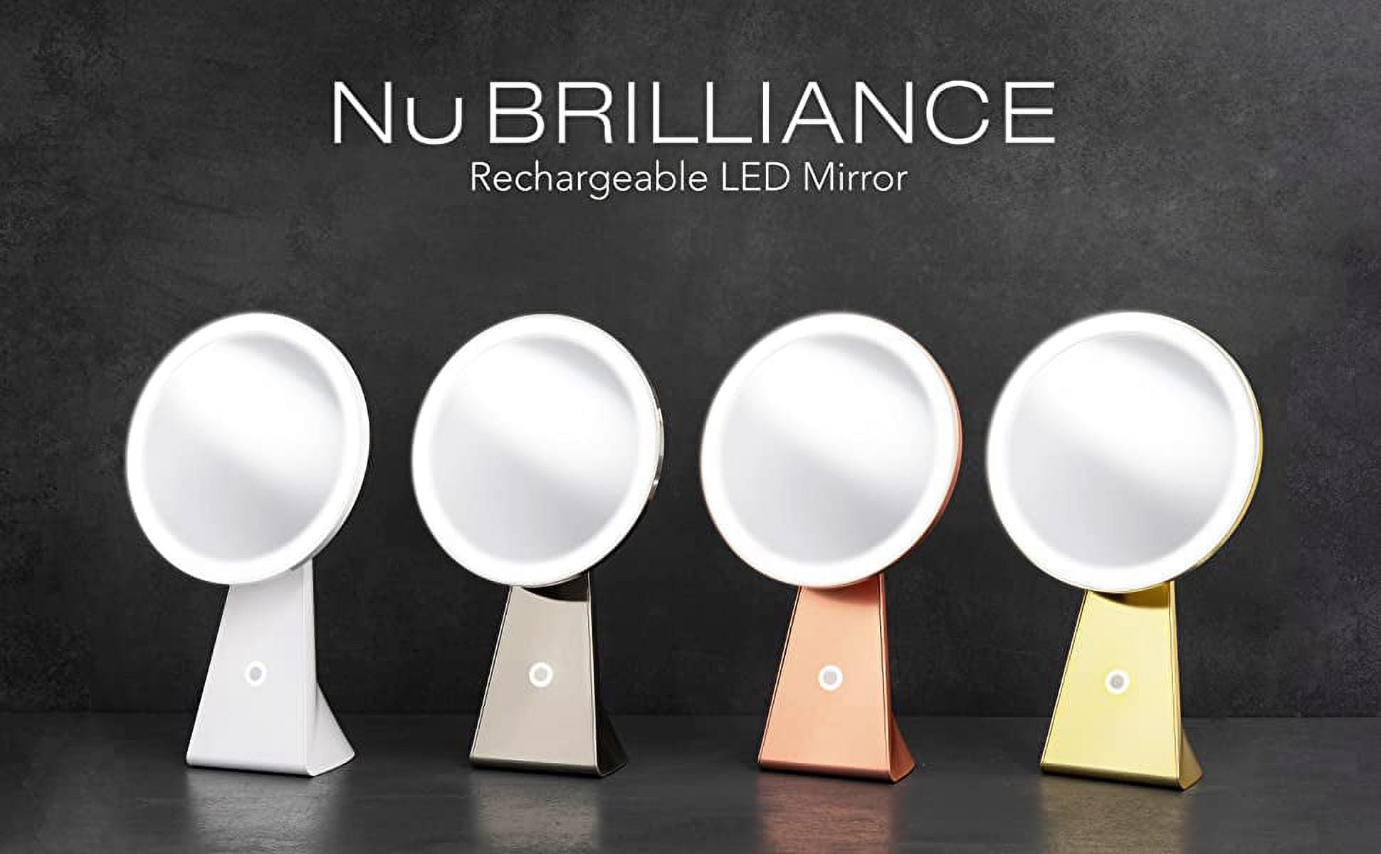 NuBrilliance 8” Magnifying Makeup Mirror Cordless USB Rechargeable -5X Magnification with 360° Dimmable Lighting and Touch Control Cosmetic Makeup Mirror - Image 5
