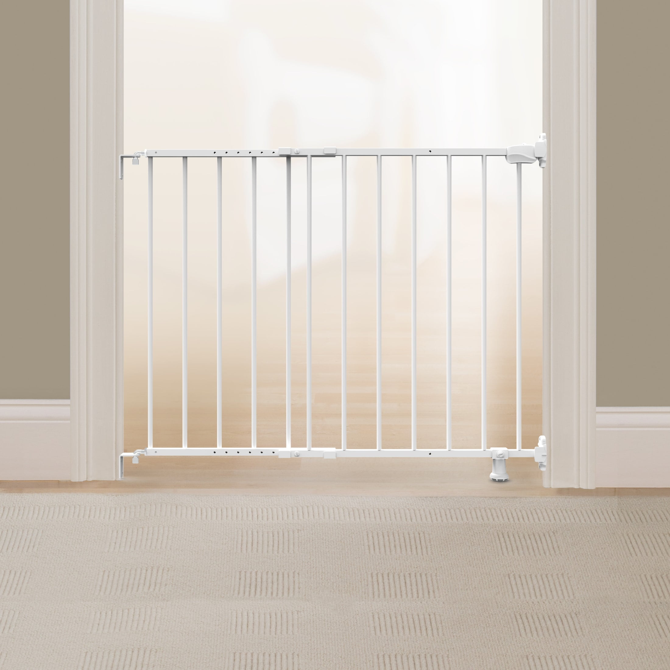 Ingenuity The Stairway 42W Series Safety Pet and Baby Gate, White Metal Finish, Openings from 28"-42" Wide, Ages 6-24 Months - Image 4