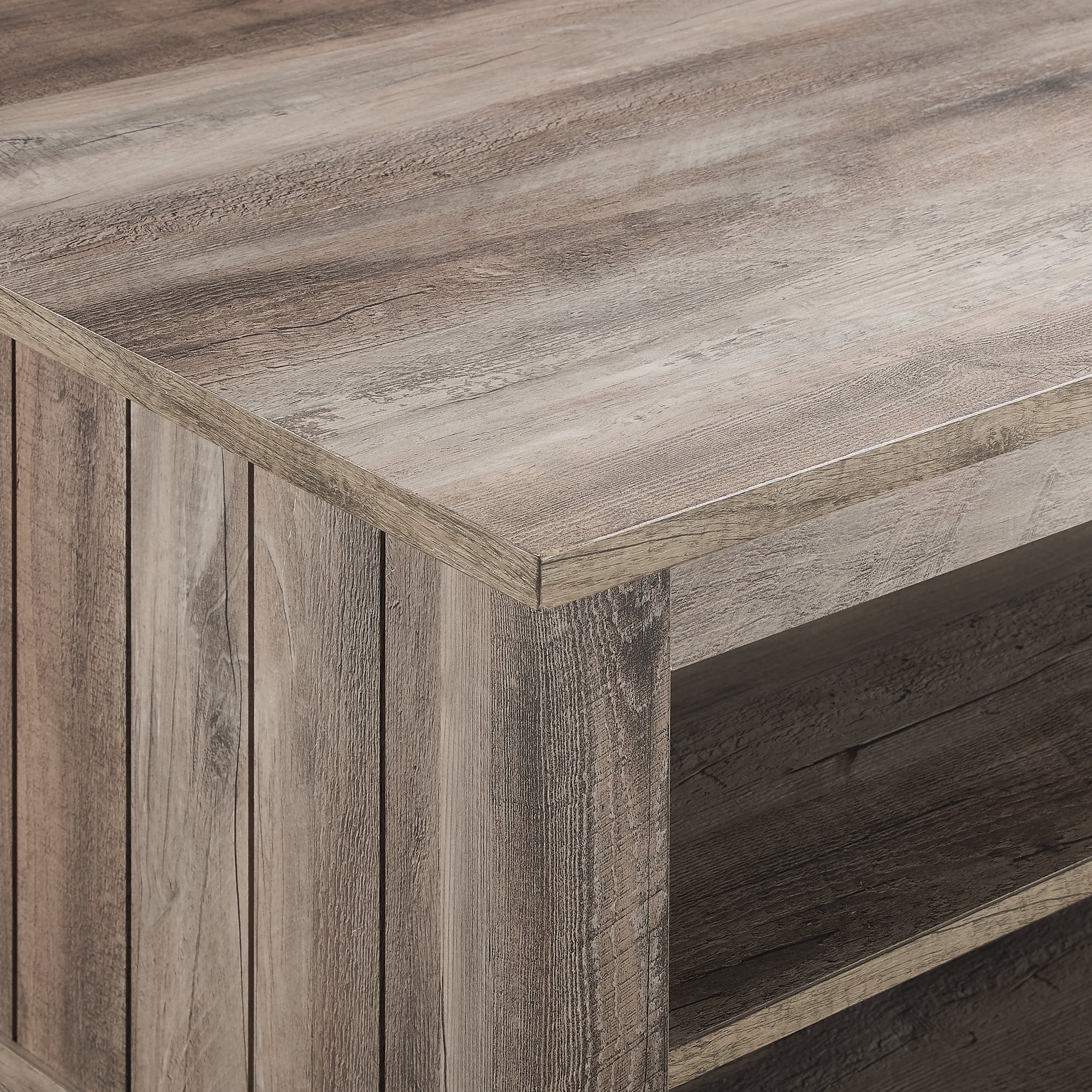 Walker Edison Modern Grooved Side Panel Coffee Table, Grey Wash - Image 3