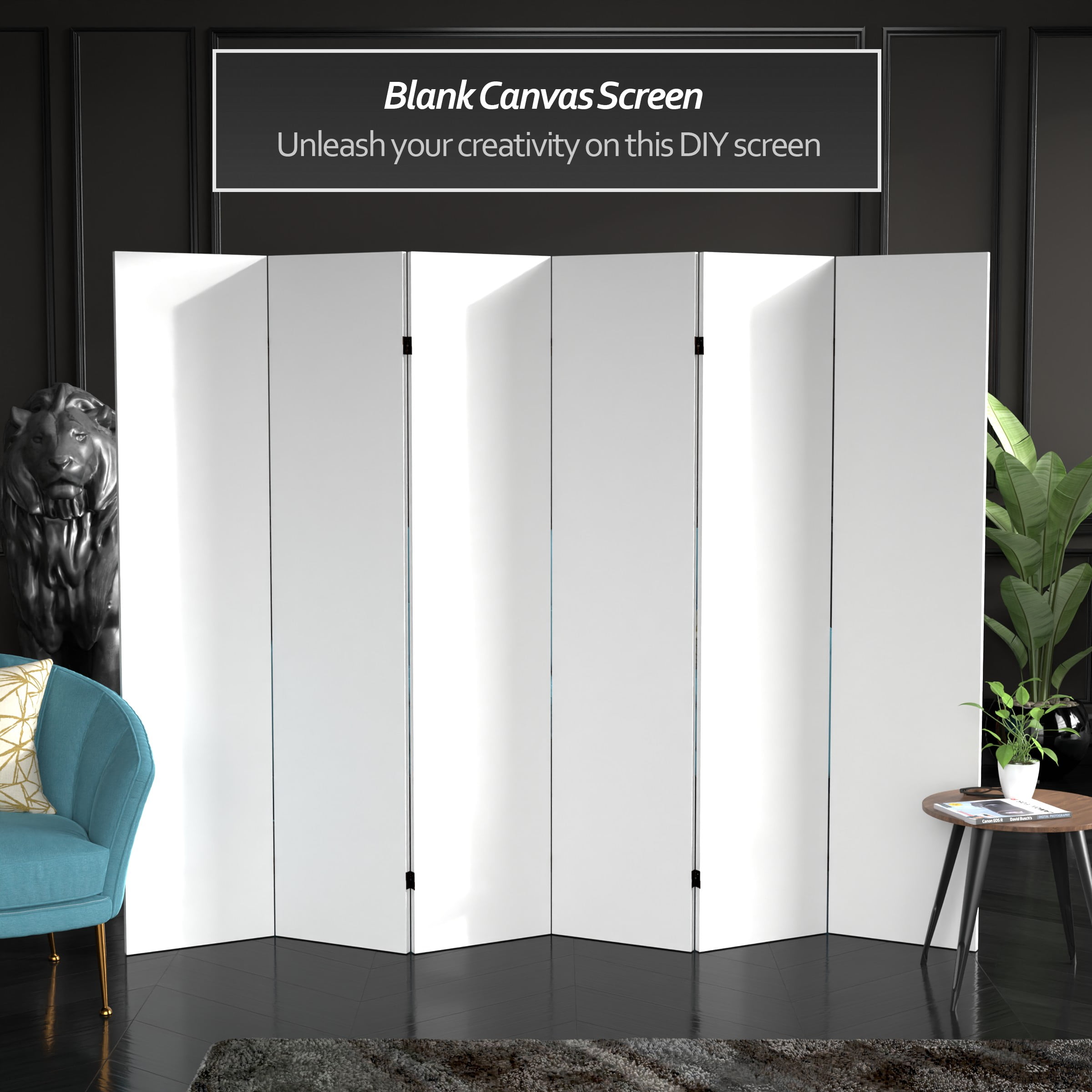 Red Lantern 6 ft. Tall Do It Yourself Canvas Room Divider - 6 Panel - Image 3