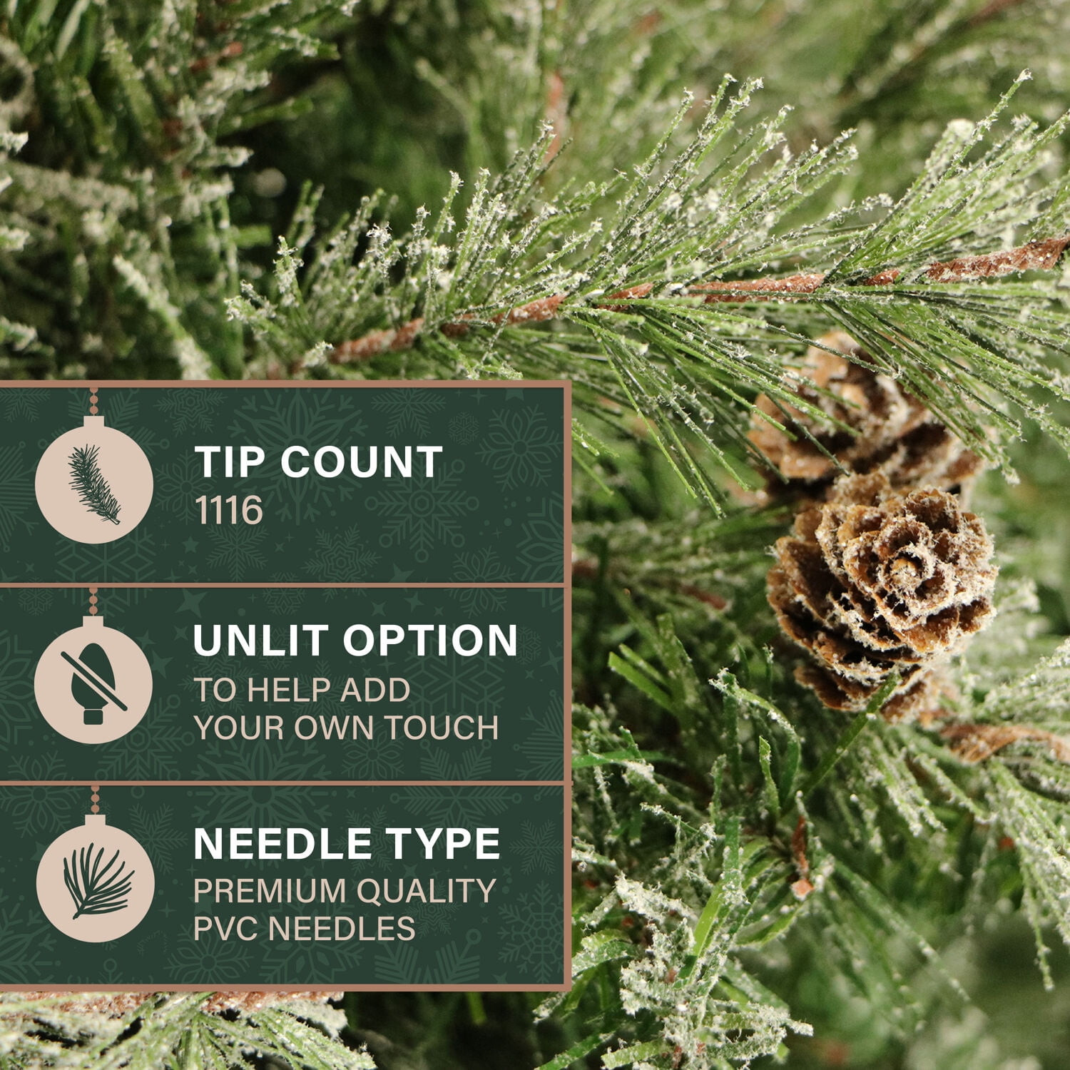 Fraser Hill Farm 7.5-Ft. Flocked Buffalo Fir Christmas Tree, FFBF075-0SN - Image 5