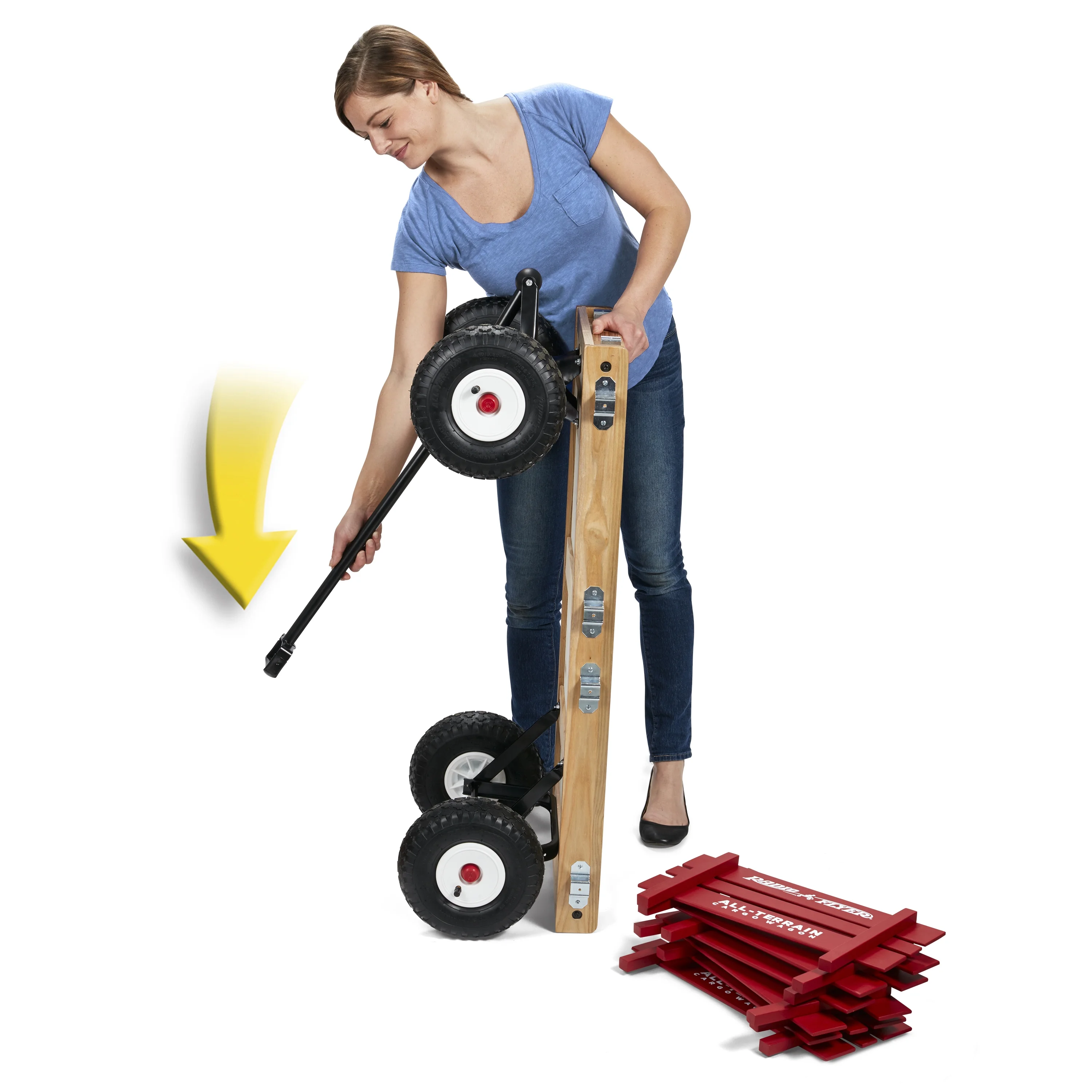 Radio Flyer, All-Terrain Wood Cargo Wagon, Air Tires, Red - Image 4