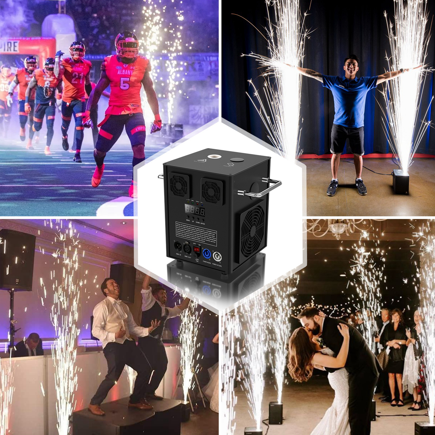 Otufan 700W Cold Spark Machine Sparklers Machine for Wedding DMX Firework Machine Smart Stage Special Effect Machine for Wedding Party DJ Disco, Black - Image 6