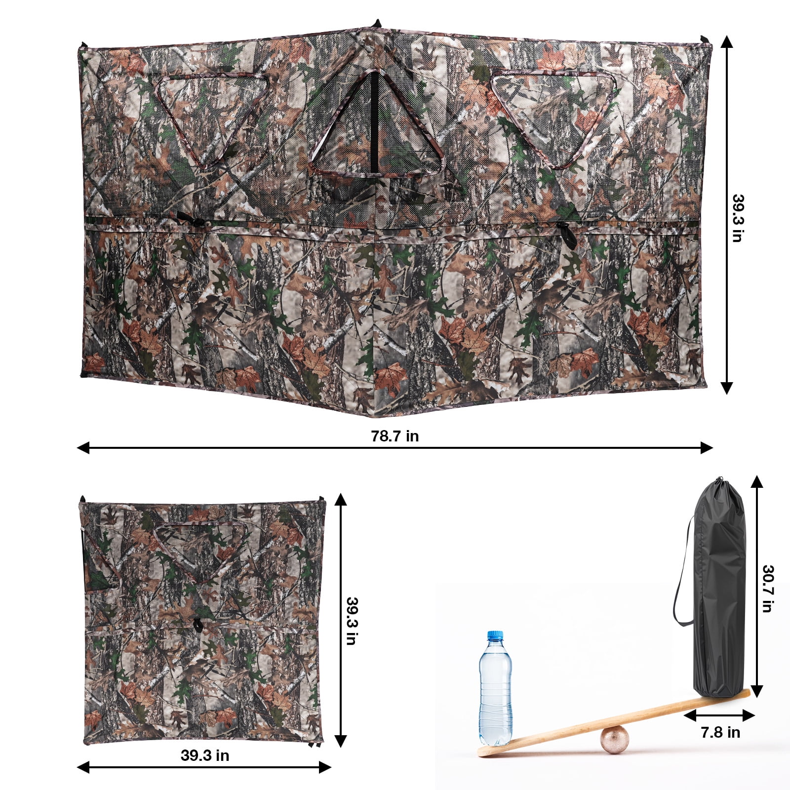 SUNOYAR Hunting Blind, 2-Panel See Through Pop Up Ground Blind, 2-3 Persons Camouflage Deer Blind with Carrying Bagfor Deer Turkey Hunting Gear - Image 7