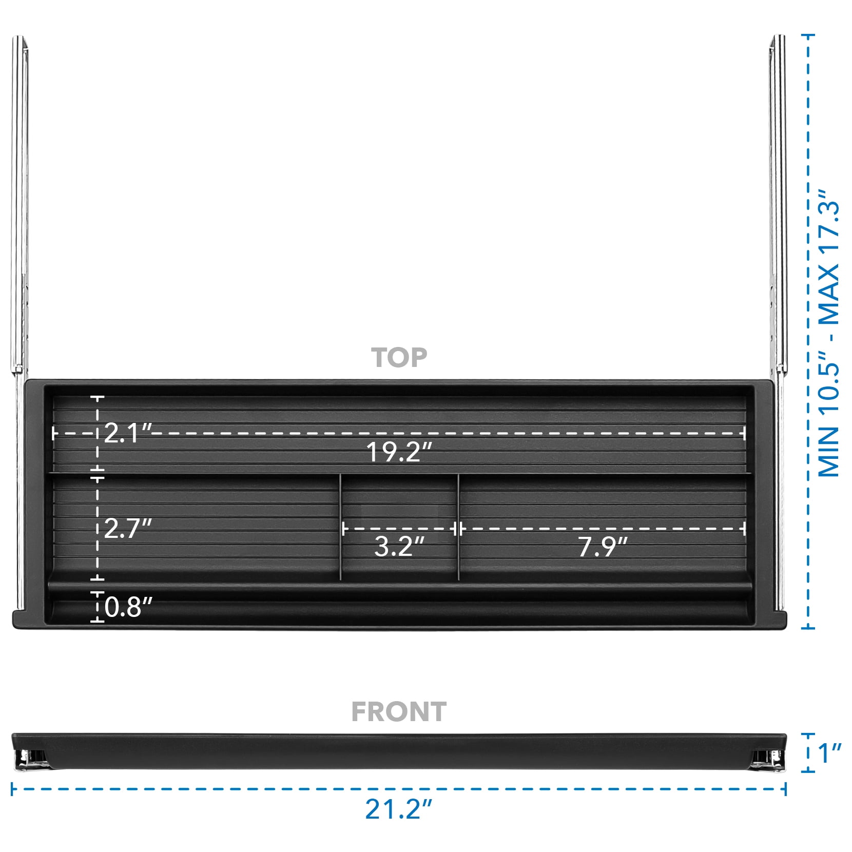 Mount-It! Under Desk Pencil Drawer | Slide Out Under Desk Tray | Steel | 21.2 inch Wide - Image 9