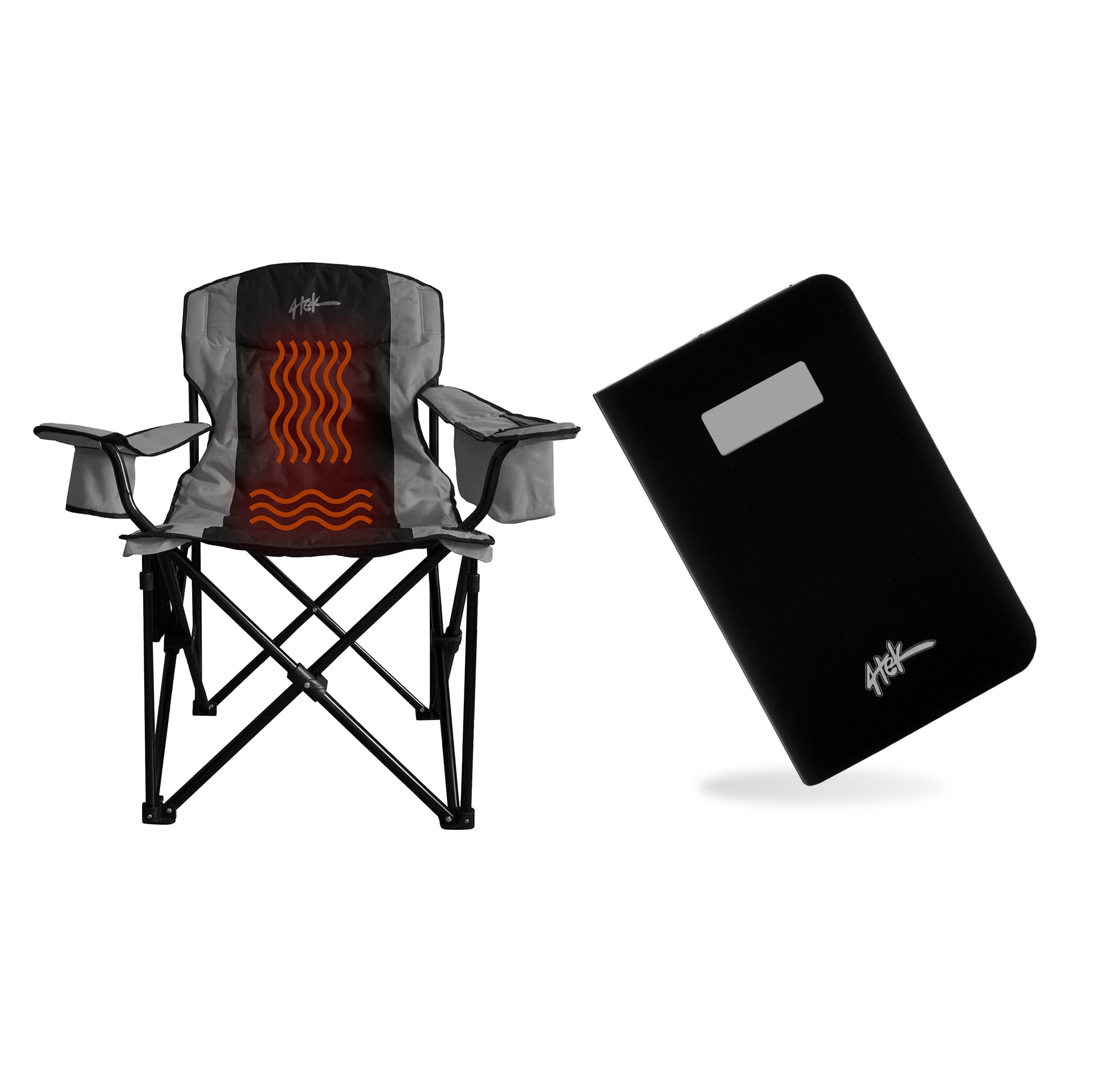 4Tek Heated Outdoor Adult Folding Camping & Lawn Chair with Carrying Case, Battery Included - Gray - Image 5