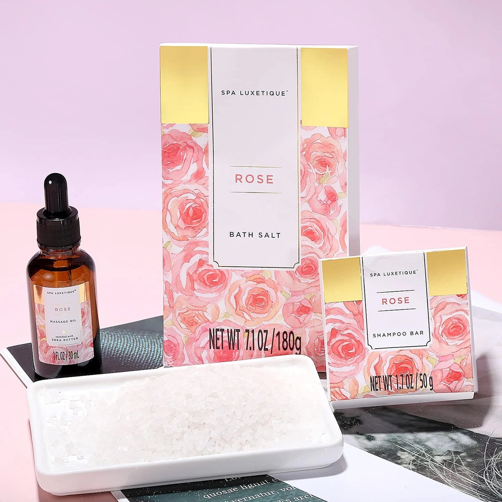 Spa Baskets Gift Sets for Women - 15 Pcs Rose Luxury Bath Relaxing Home Spa Kit Valentines Day Birthday Gifts Bag for Mom - Image 7