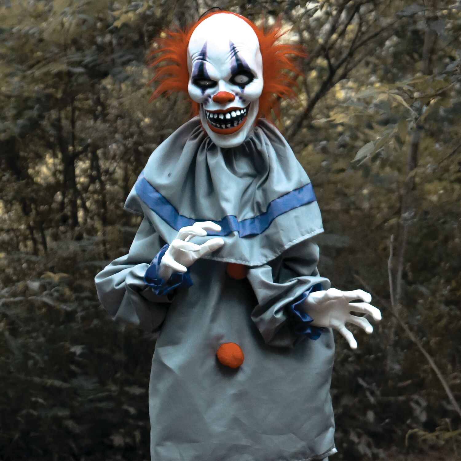 Haunted Hill Farm 5 ft Life-Size Animatronic Clown with Lights and Sound, Indoor/Covered Outdoor Halloween Decoration, HHCLOWN-23FLSA - Image 8