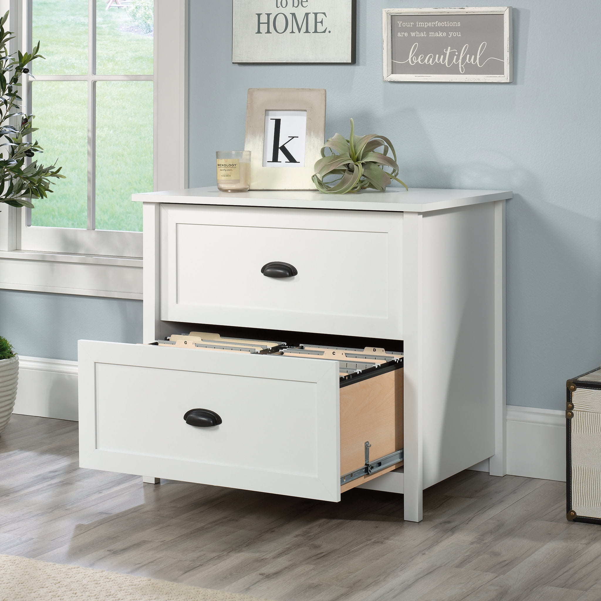 Sauder County Line 2-Drawer Lateral File Cabinet, Soft White Finish - Image 9