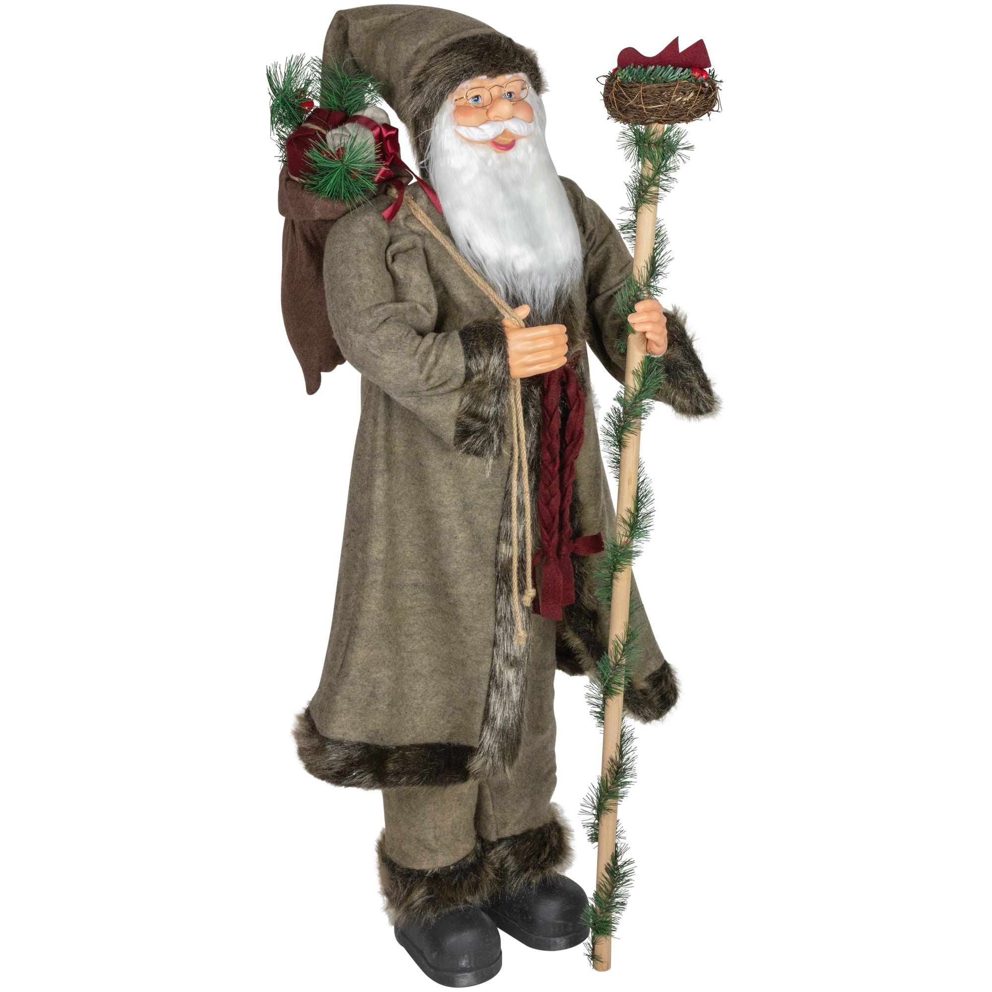 Northlight 51"" Standing Santa Claus with Gift Bag Christmas Figurine - Olive Green and Burgundy Re - Image 7