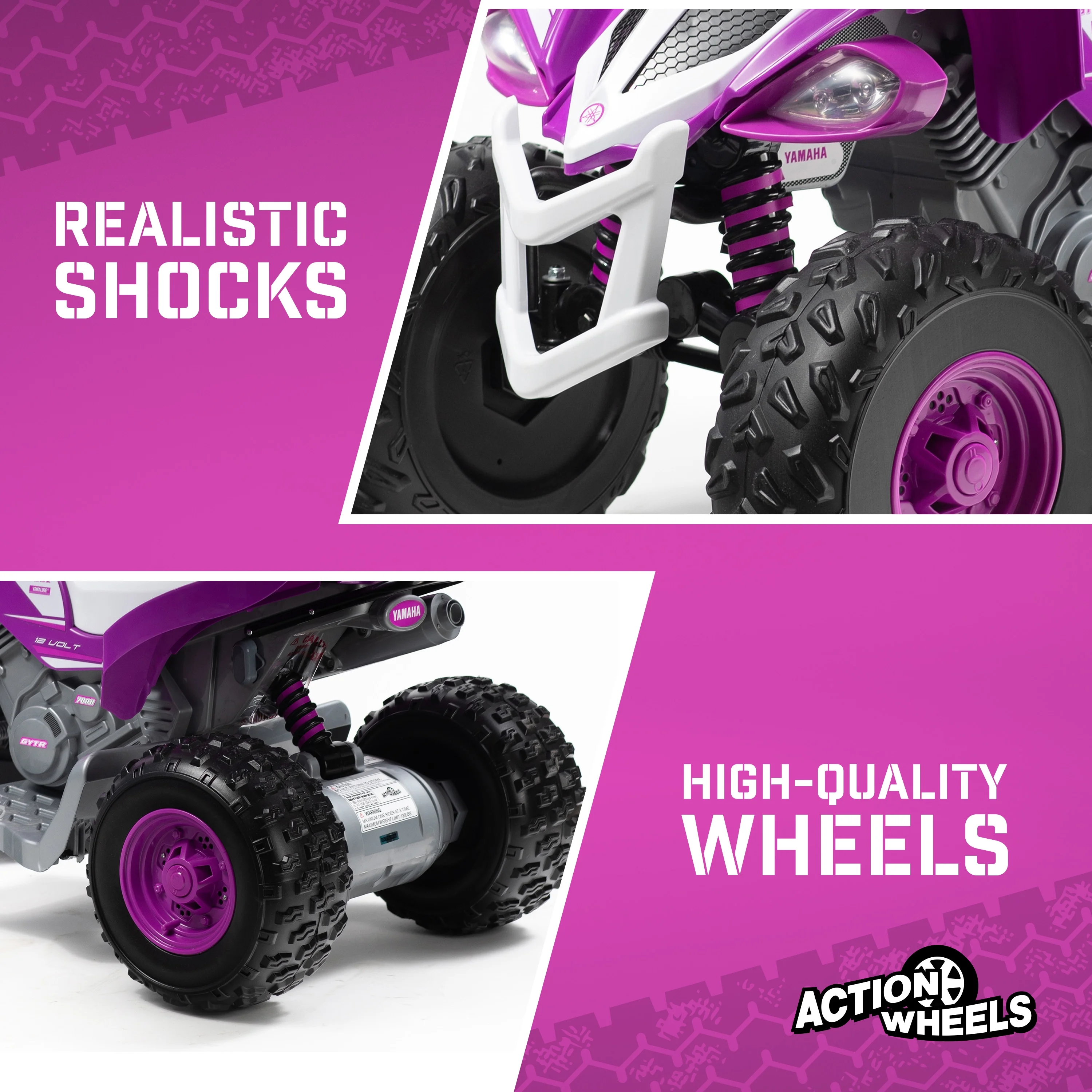 Yamaha Raptor ATV 12-Volt Battery-Powered Ride-on ATV - Purple and White for girls ages 3-5 years - Image 5