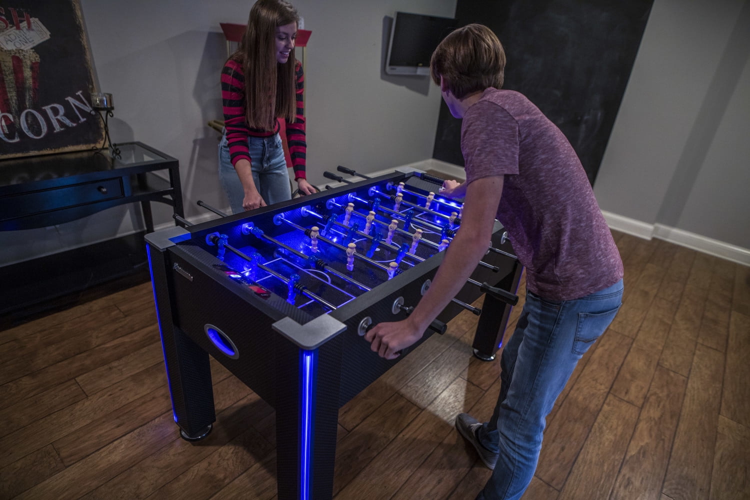 Atomic Azure LED Light Up Foosball Table with Interactive Inrail LED Lighting and Cascading Effects Paired with In Game Music - Image 10