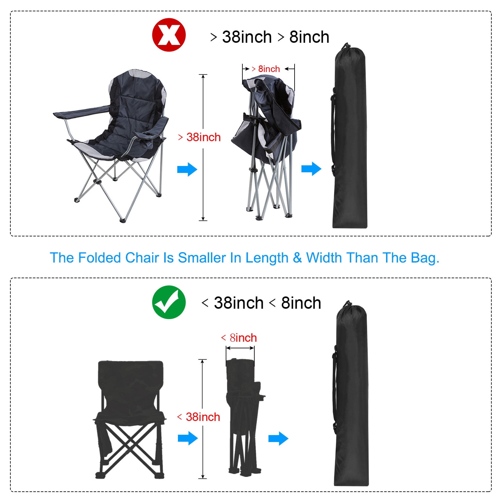 38x10" Camp Chair Replacement Bag Folding Camping Chair Carry Bag Tripod Case Bag with Handle - Image 4