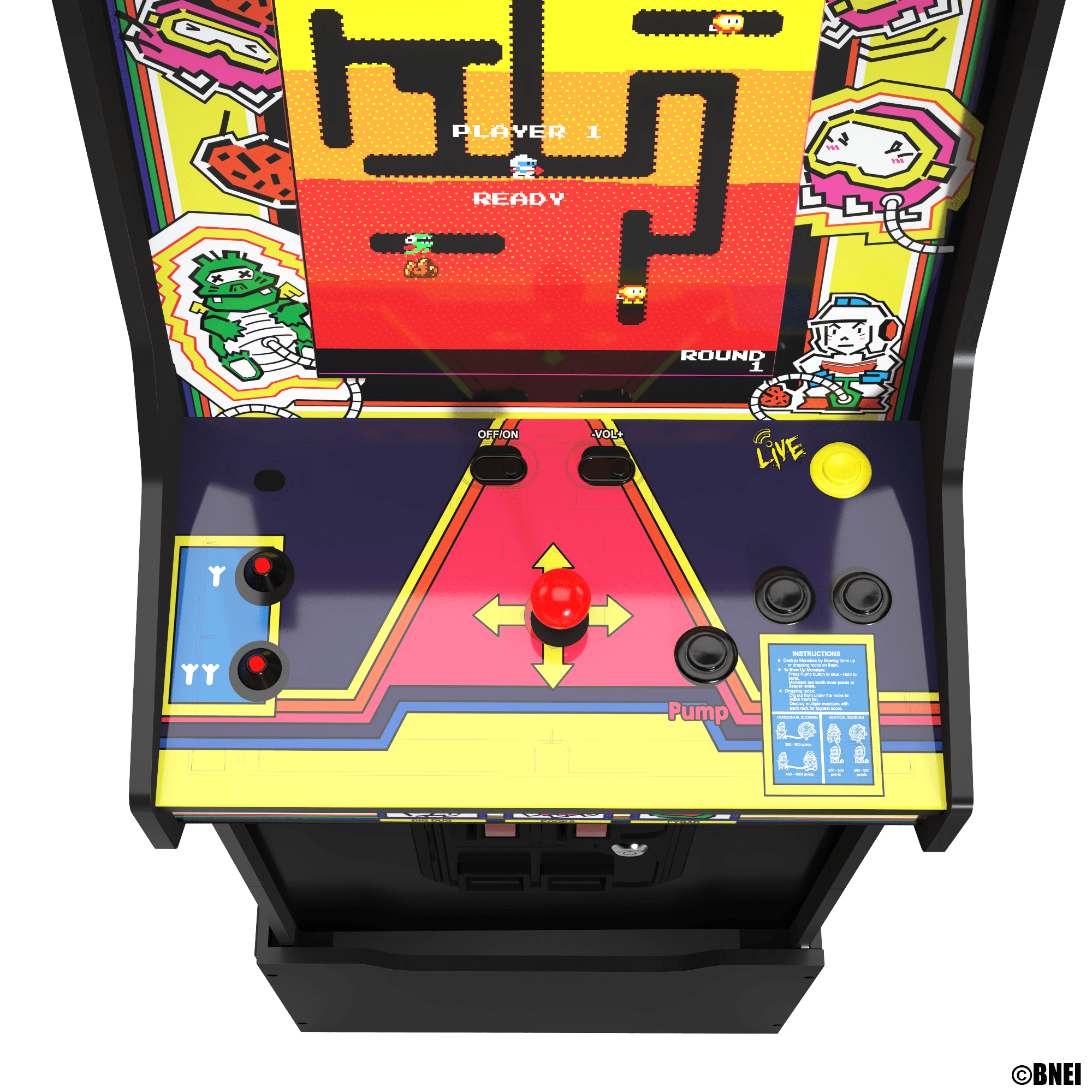 Arcade1Up Dig Dug Bandai Namco Legacy Edition Arcade with Riser and Light-Up Marquee - Image 6