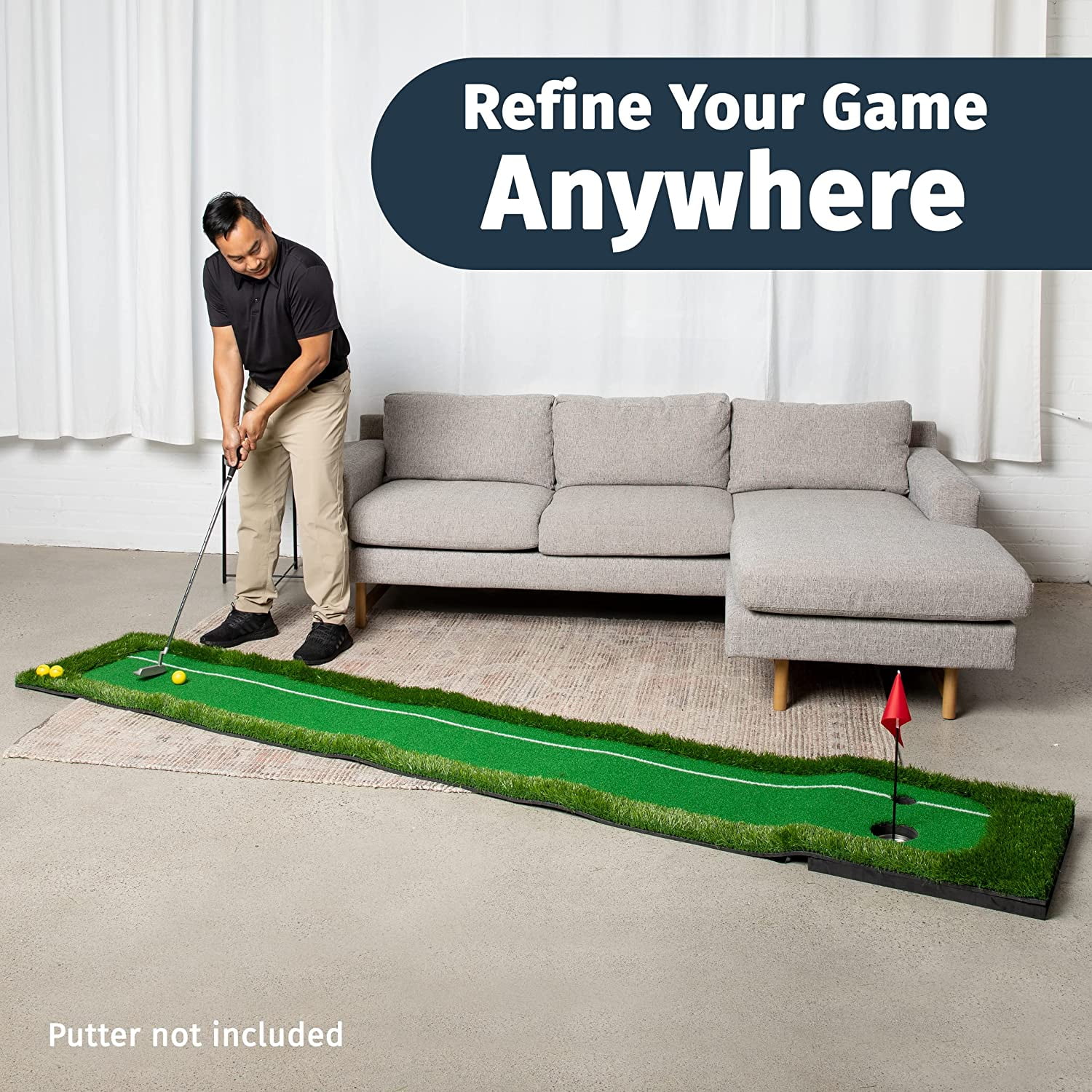 Abco Tech Golf Putting Green Mat - Portable Synthetic Turf Mat - Outdoor and Indoor - for Practicing and Training - Long Lasting Design - Includes 3 Free Golf Balls (1.6ft x 10ft) - Image 9