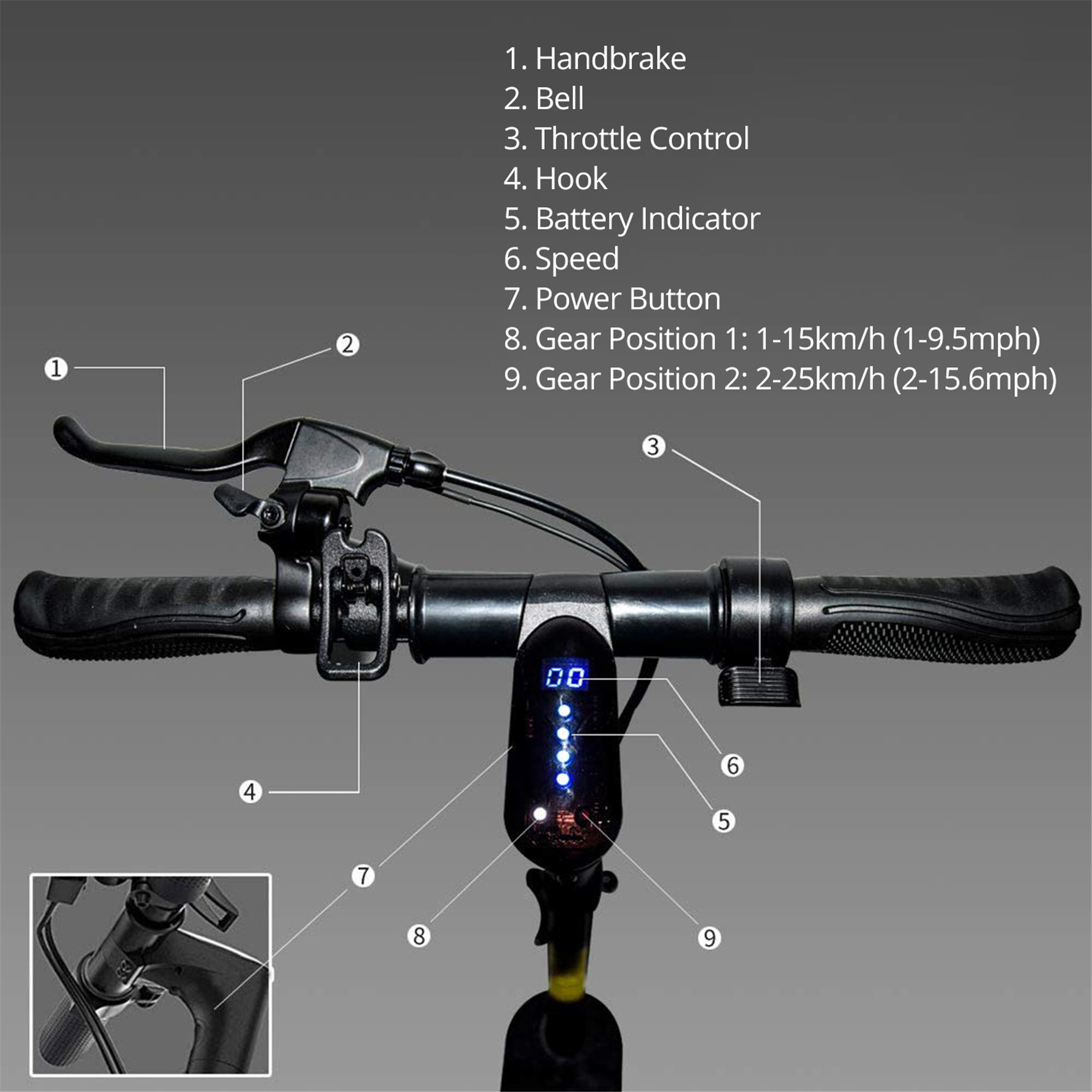 iDeaPLAY H85B Kids Kick Scooter, High-Speed Scooter 250W Motor 15.5 Miles Long Mileage, Portable Folding Design Commuting Motorized Electric Scooter Bike for Kids Adults - Image 4