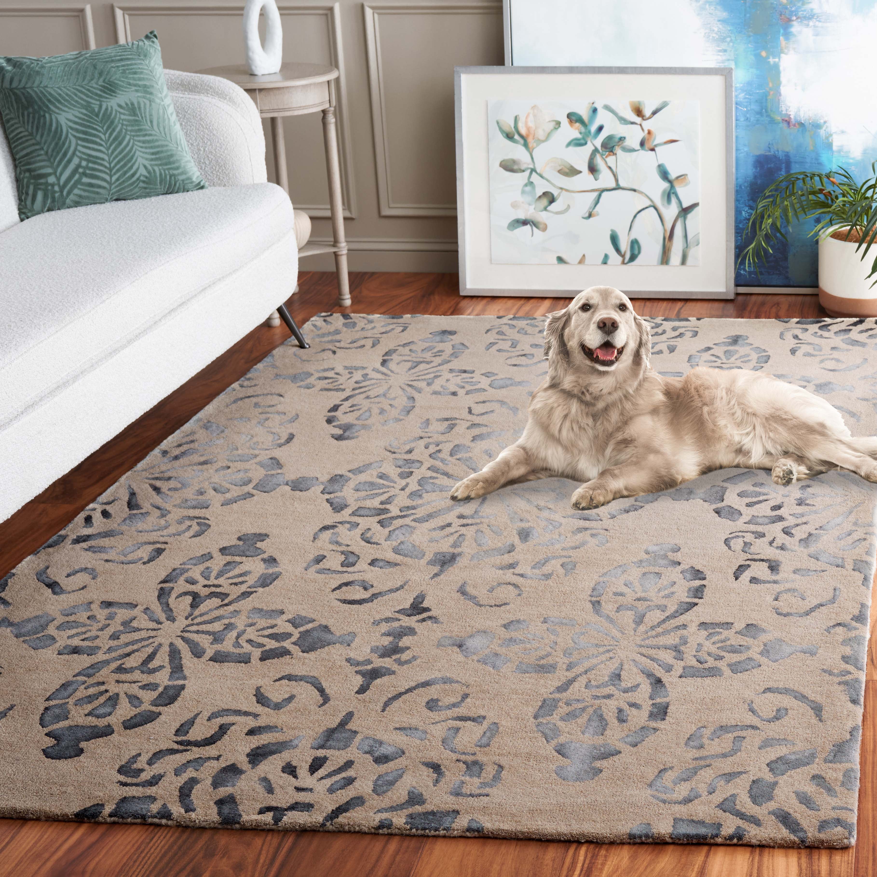 Safavieh Dip Dye Beaumont Distressed Wool Area Rug, Camel/Gray, 5' x 8' - Image 10