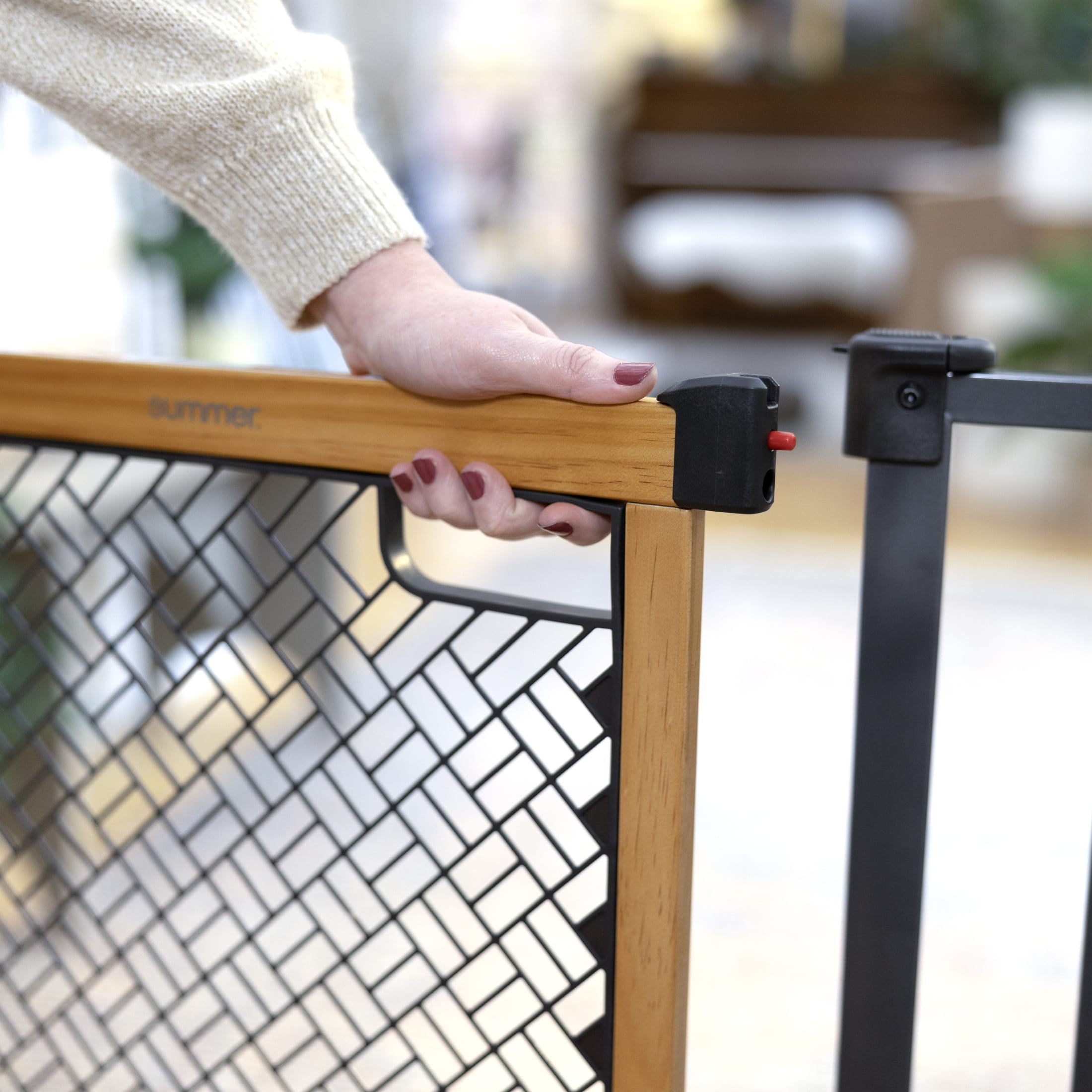 Ingenuity Thruway 60XW Series Pet and Baby Gate, Honey Oak Stained Wood and Metal, Openings from 30-60" Wide, Ages 6-24 Months - Image 6