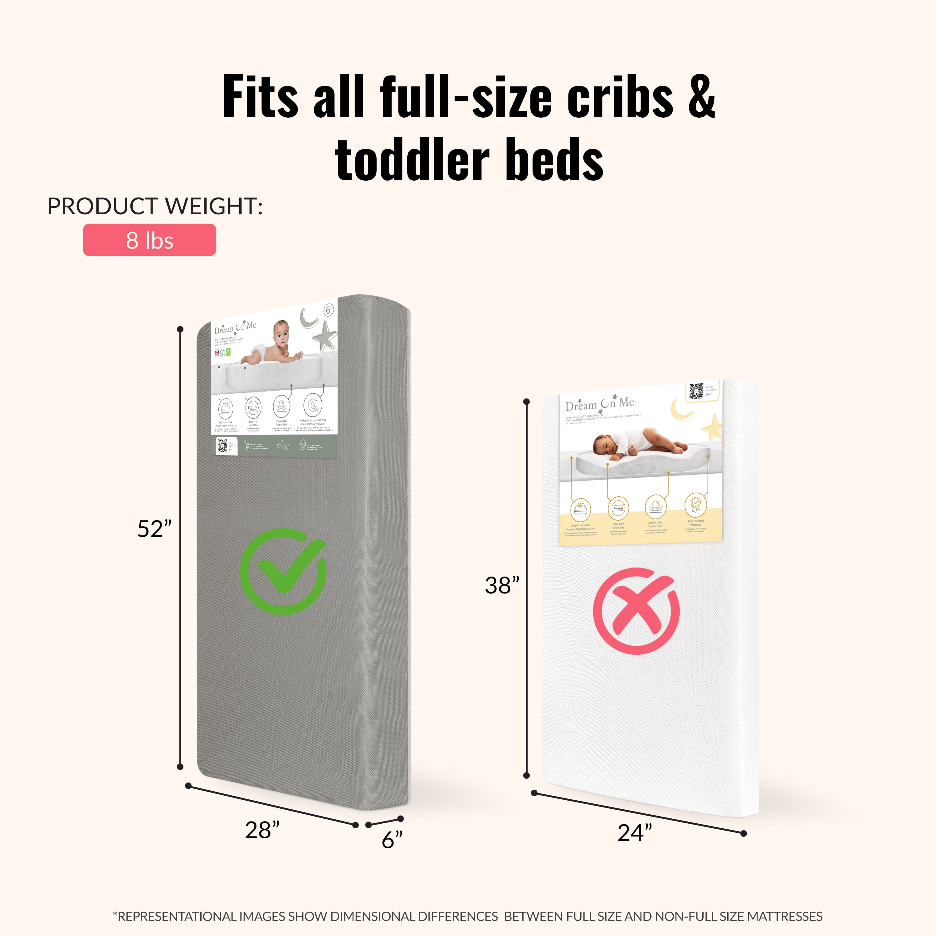 Dream on Me Starbright Breathable Foam Crib & Toddler Mattress in Grey (Fits Full Size Cribs and Toddler Beds) - Image 5