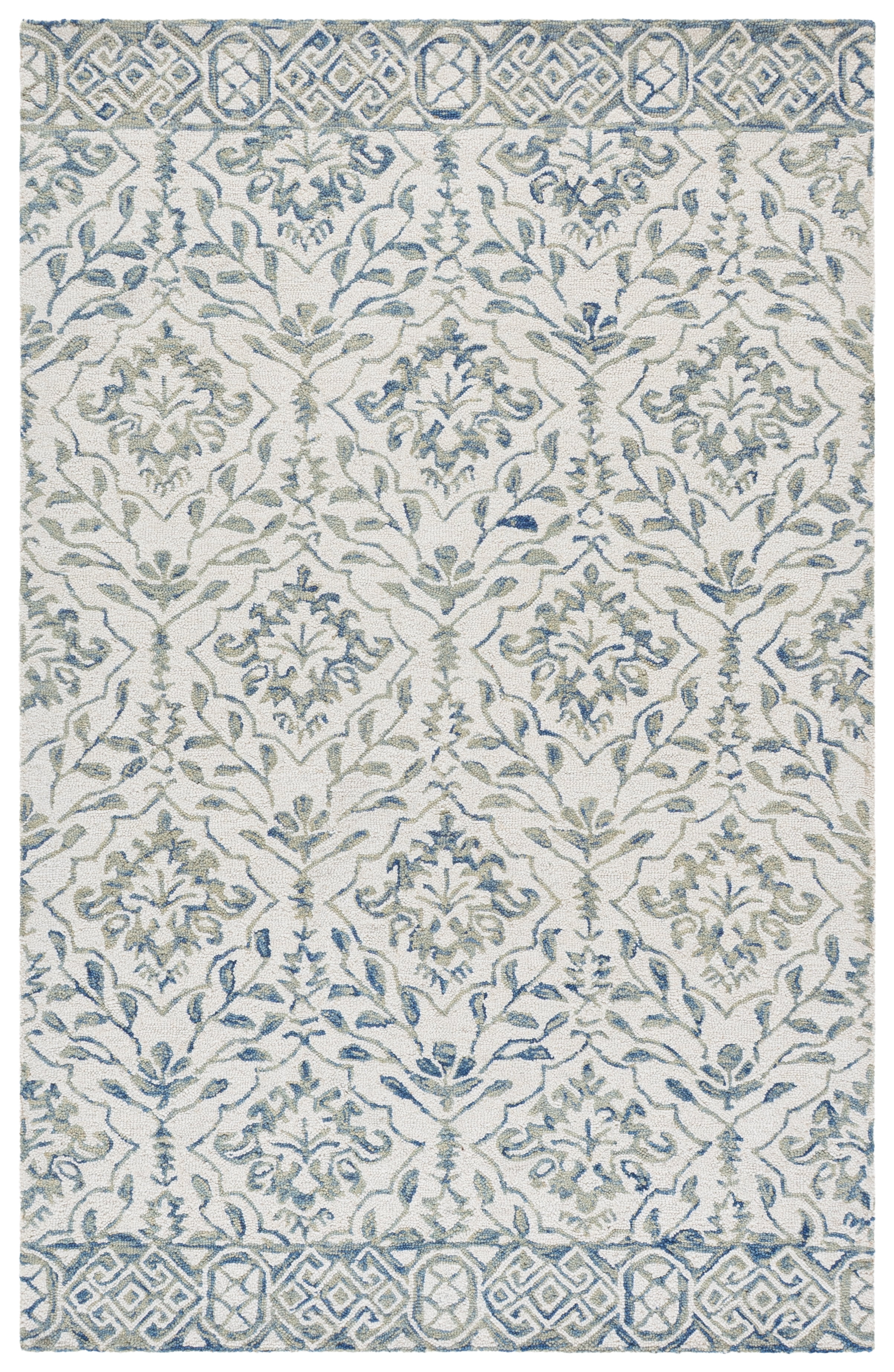 Safavieh Dip Dye Beranadette Floral Wool Area Rug, Light Blue/Ivory, 5' x 8' - Image 3