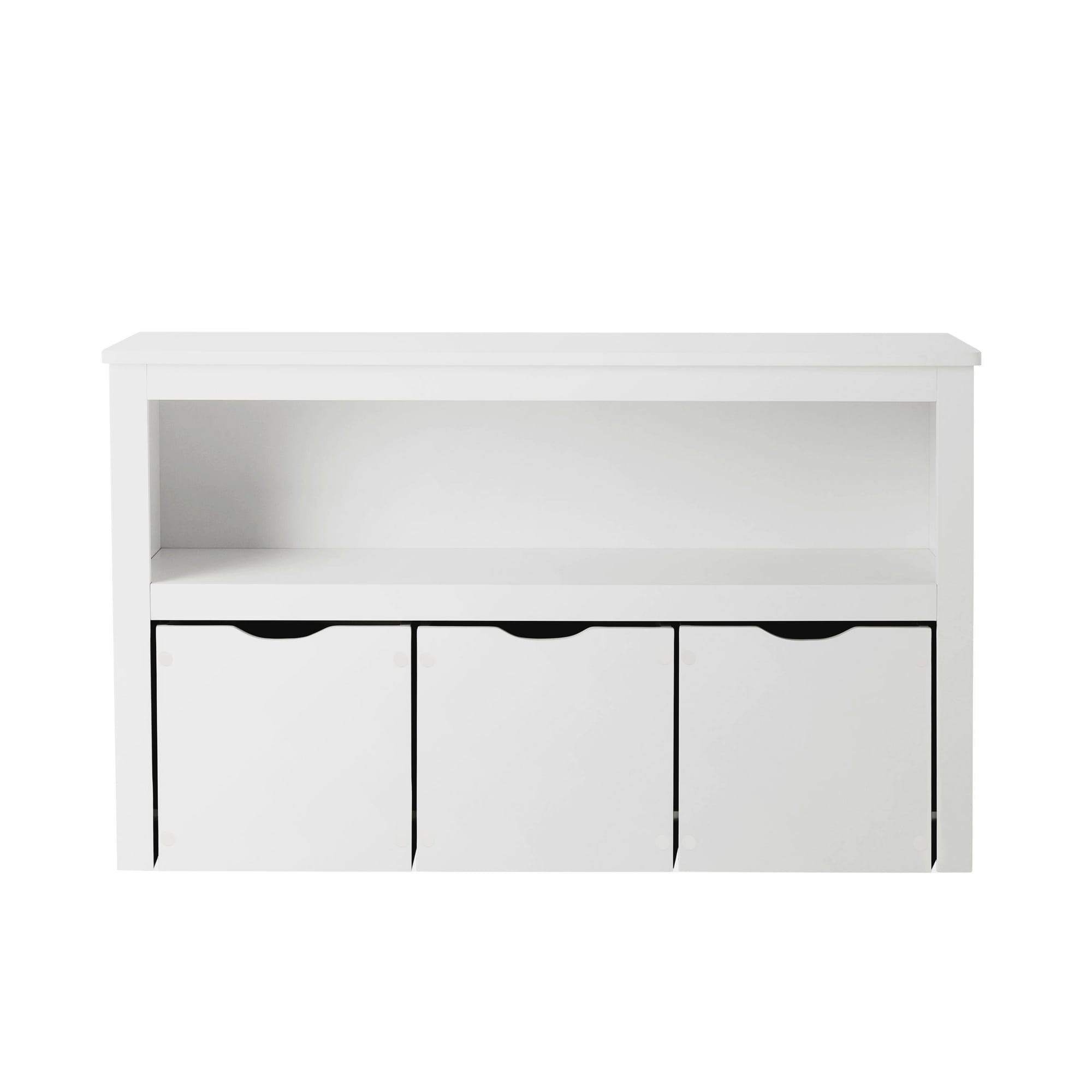 Your Zone Kids Toy Storage Cabinet with Three Rolling Bins, White Finish - Image 3