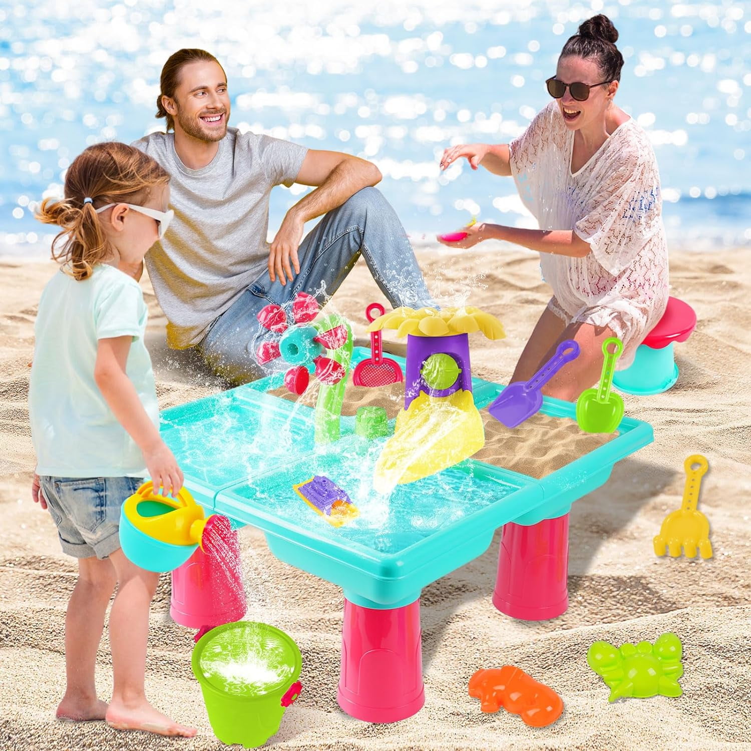 VATOS Water Table for Toddlers Aged 3+, Beach Backyard Garden Outdoor Toy - Image 7