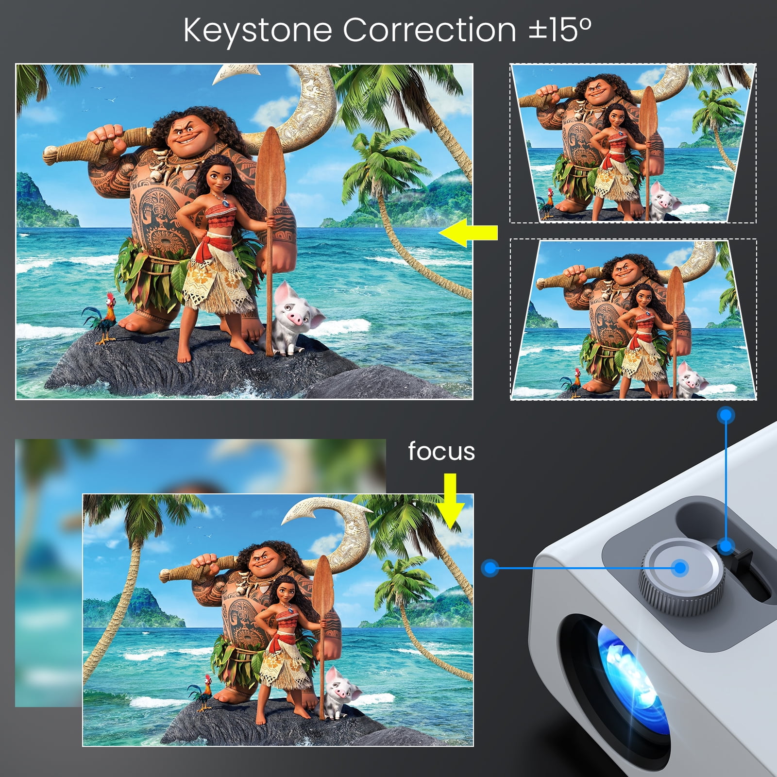 HONPOW Projector, Native 1080P Full HD Bluetooth Projector, 11000 Lumens Mini Portable Outdoor Indoor Movie Projector Compatible with Laptop, Smartphone, TV Stick, Xbox, PS5 - Image 4