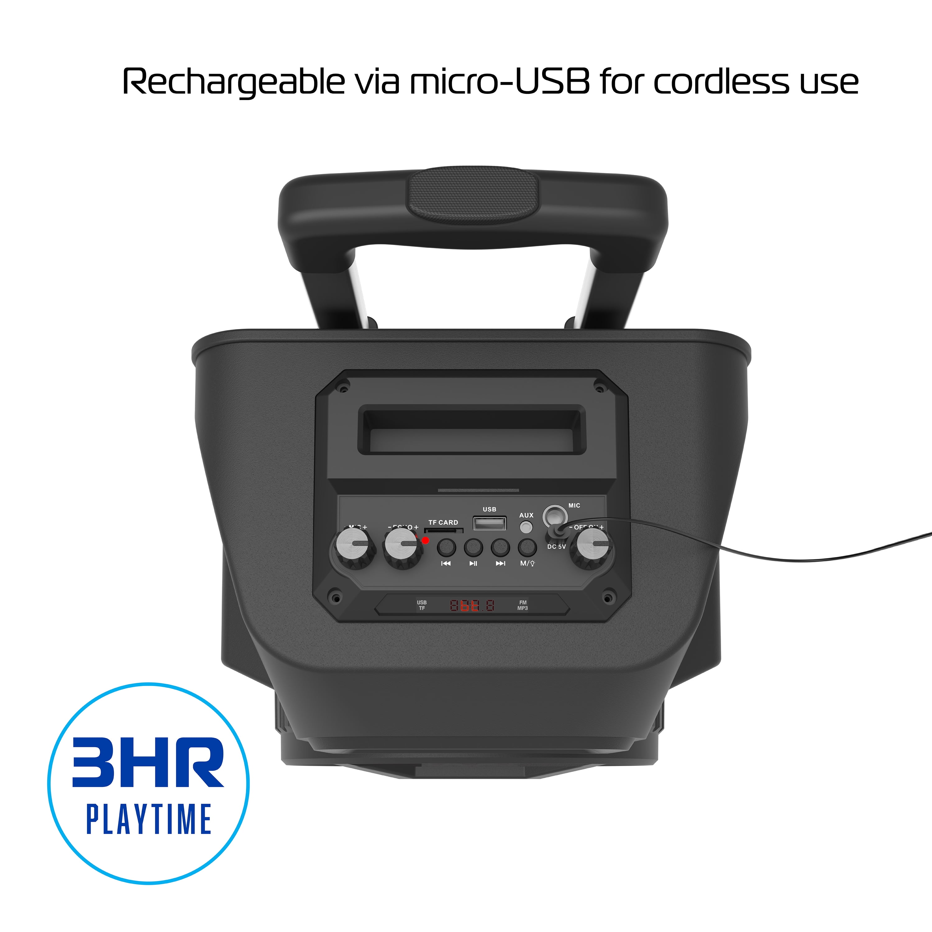 Tzumi MegaBass LED Lighting Wireless Bluetooth Portable Jobsite Speaker, Accessories Included, Black, 7485 - Image 5