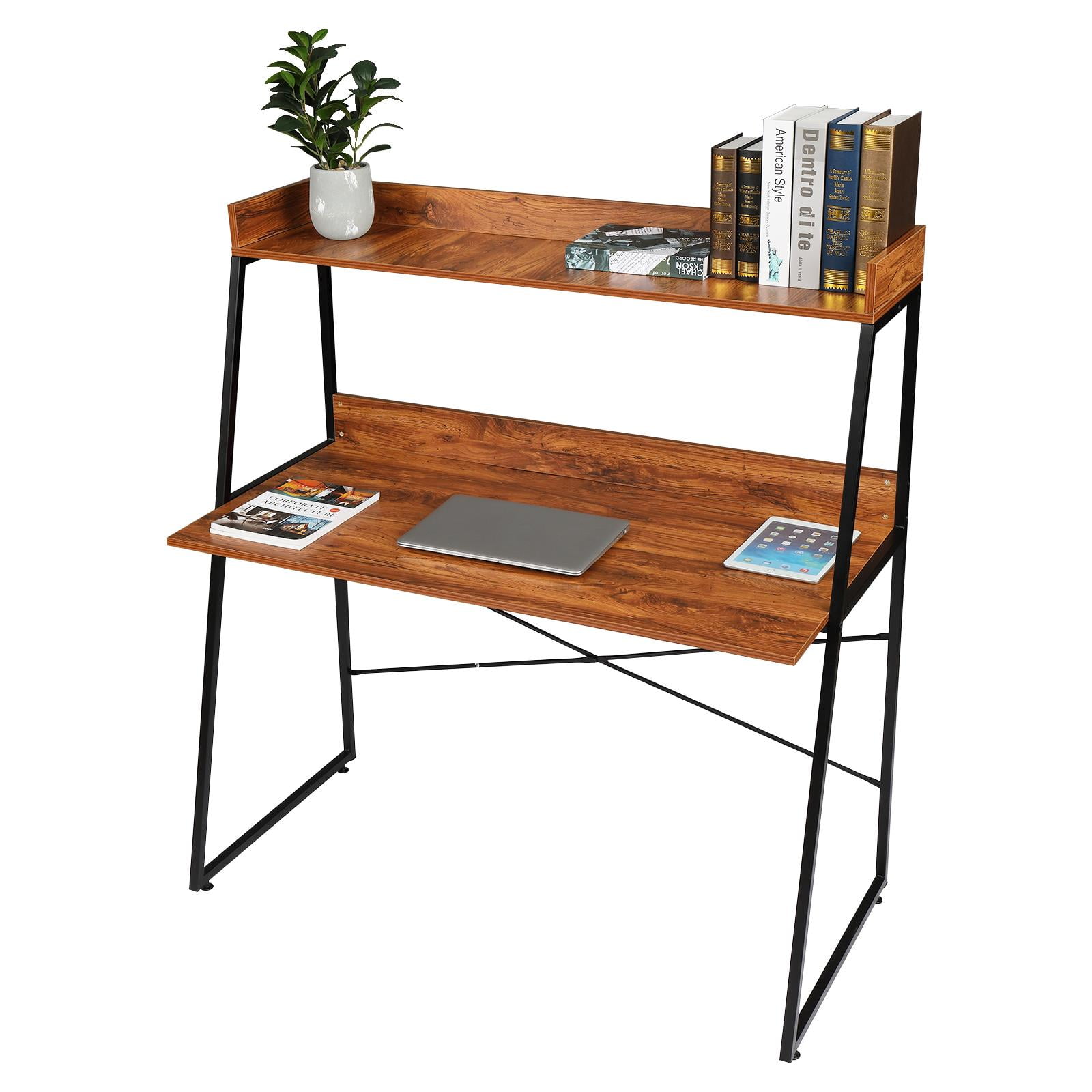 Zimtown Computer Desk with Hutch and Bookshelf 47 Inches Office Desk Laptop Table Studying Writing Desk Workstation for Home & Office - Image 5
